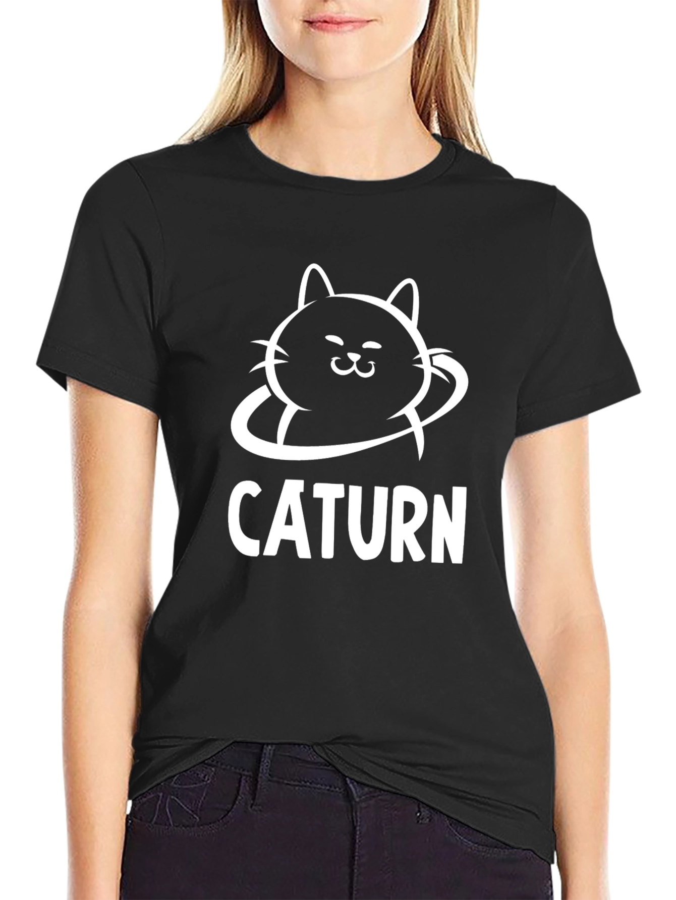 Caturm Graphic Tee - Cat Saturn Pun T-Shirt