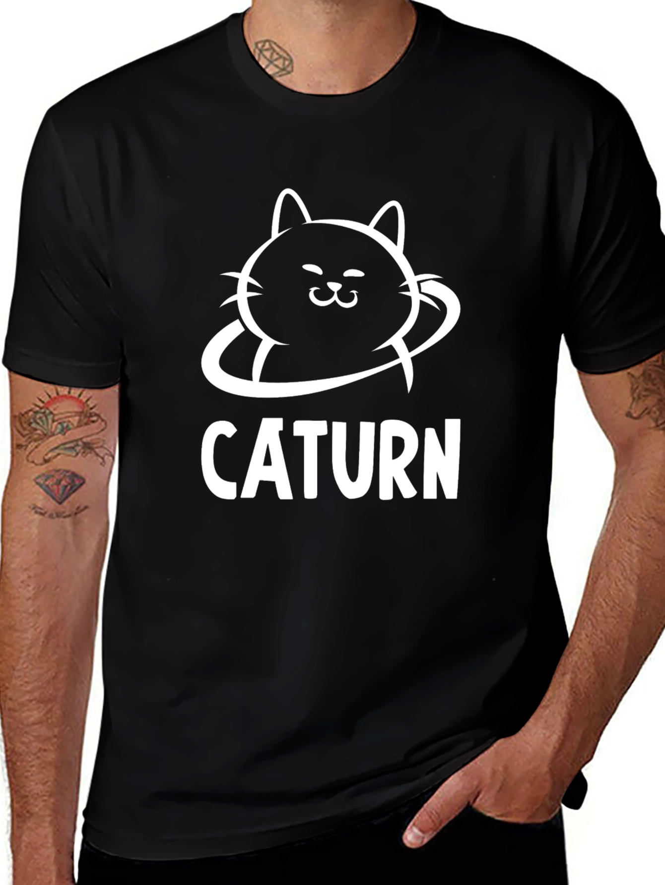 Caturm Graphic Tee - Cat Saturn Pun T-Shirt