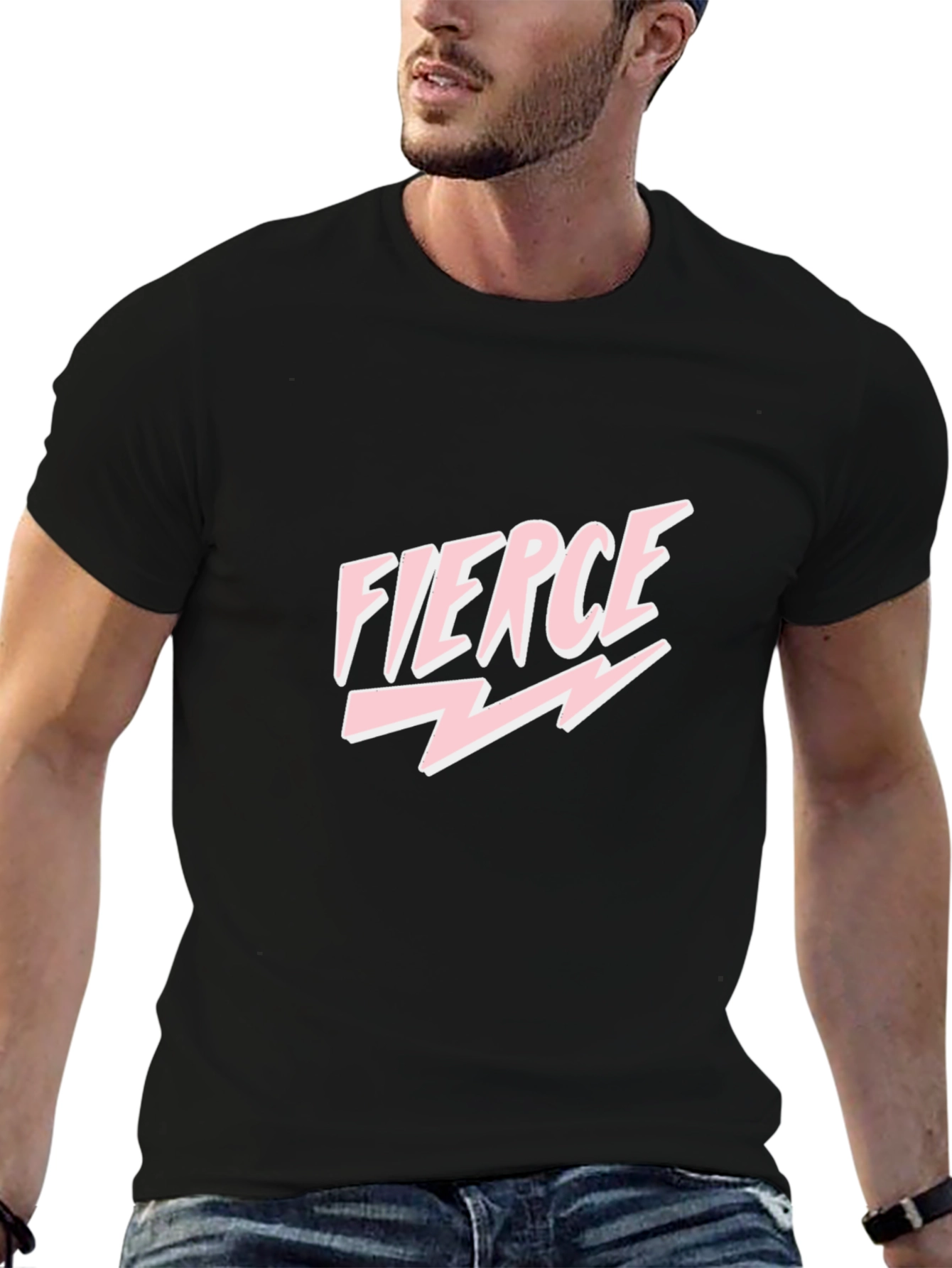 Fierce Graphic Print Tee - Black Cotton Blend Unisex