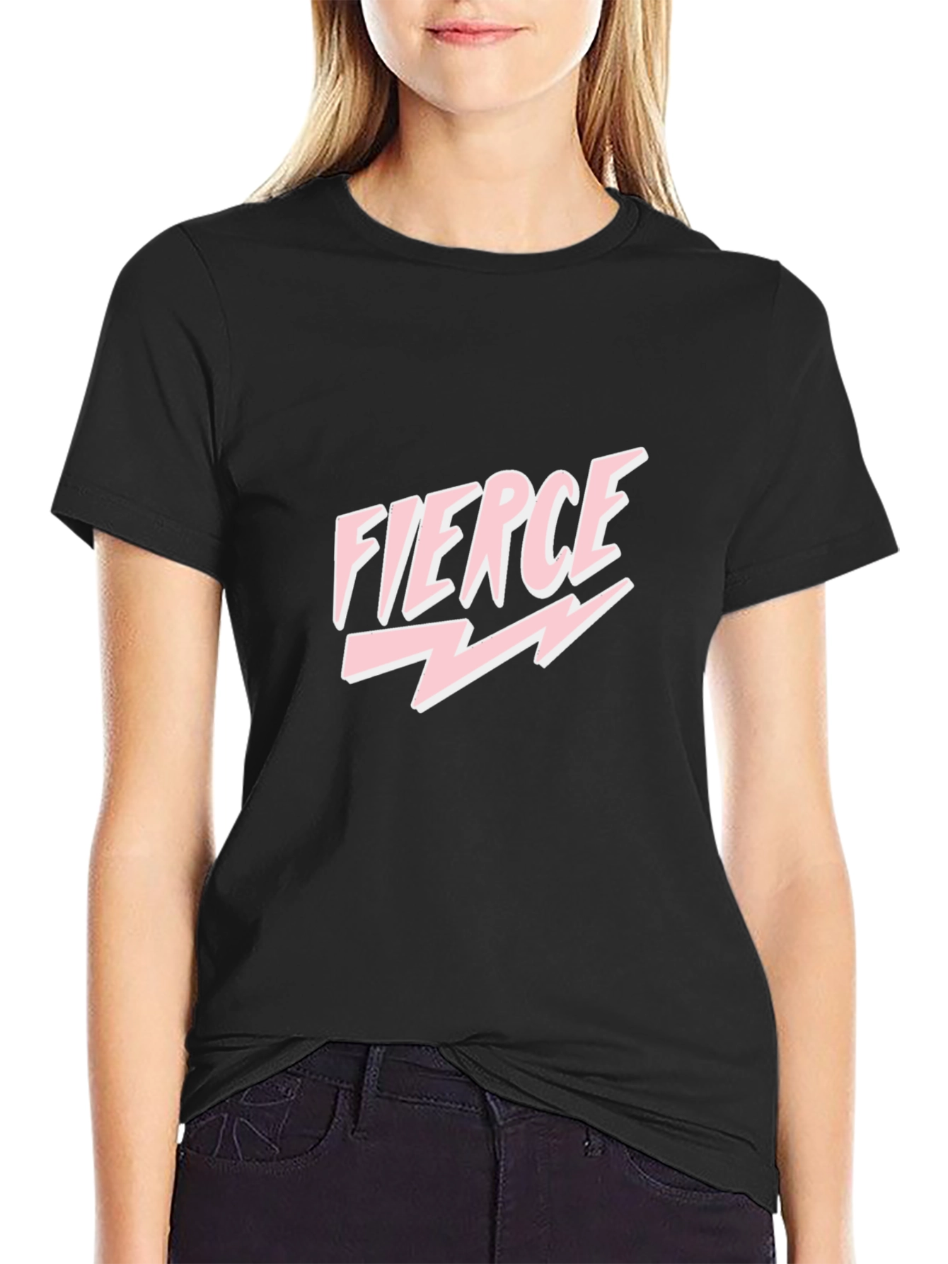 Fierce Graphic Print Tee - Black Cotton Blend Unisex