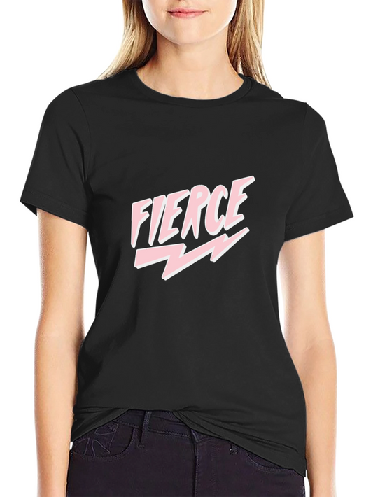Fierce Graphic Print Tee - Black Cotton Blend Unisex
