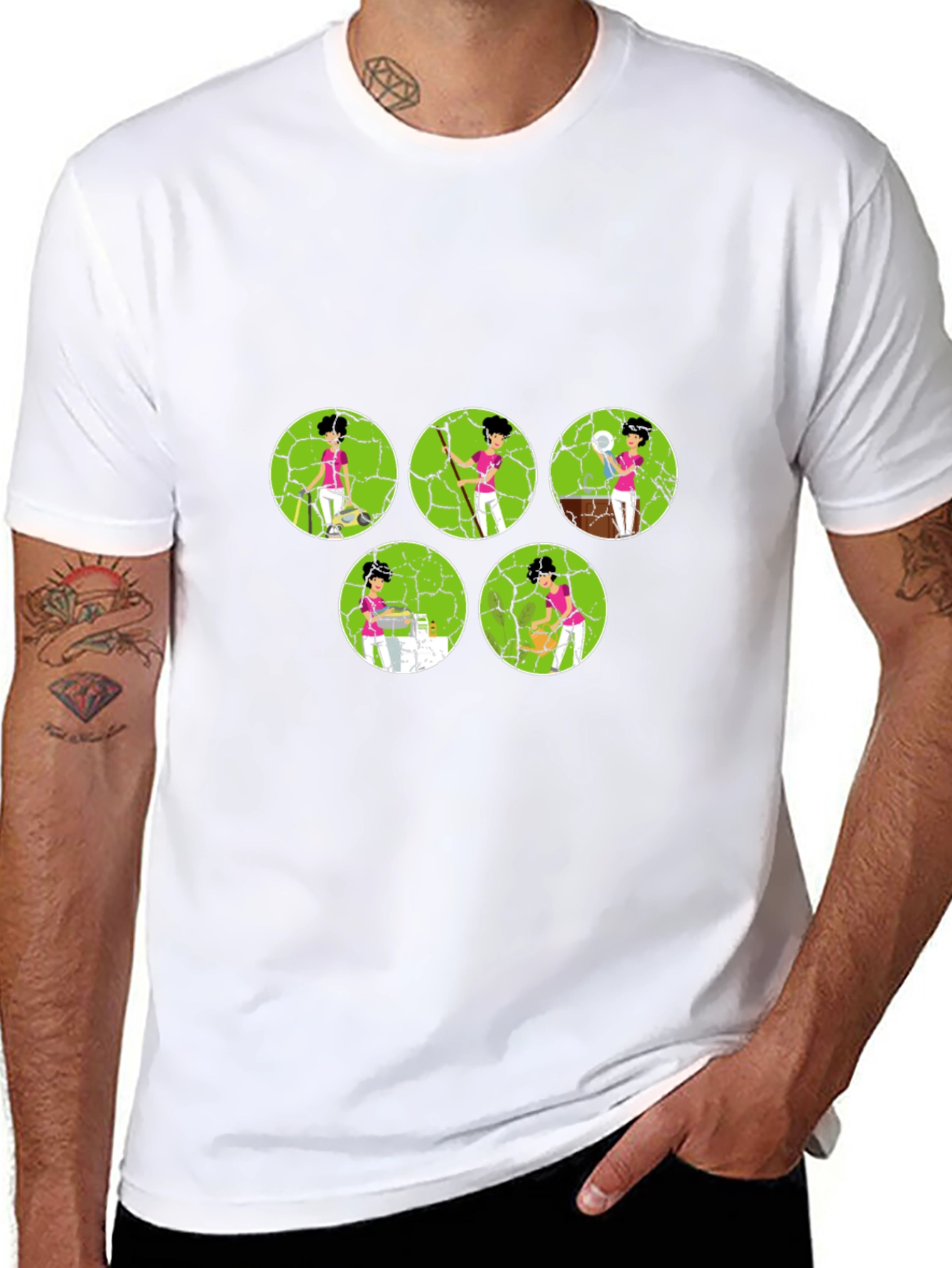 Cartoon Tennis Player Black Graphic Tee