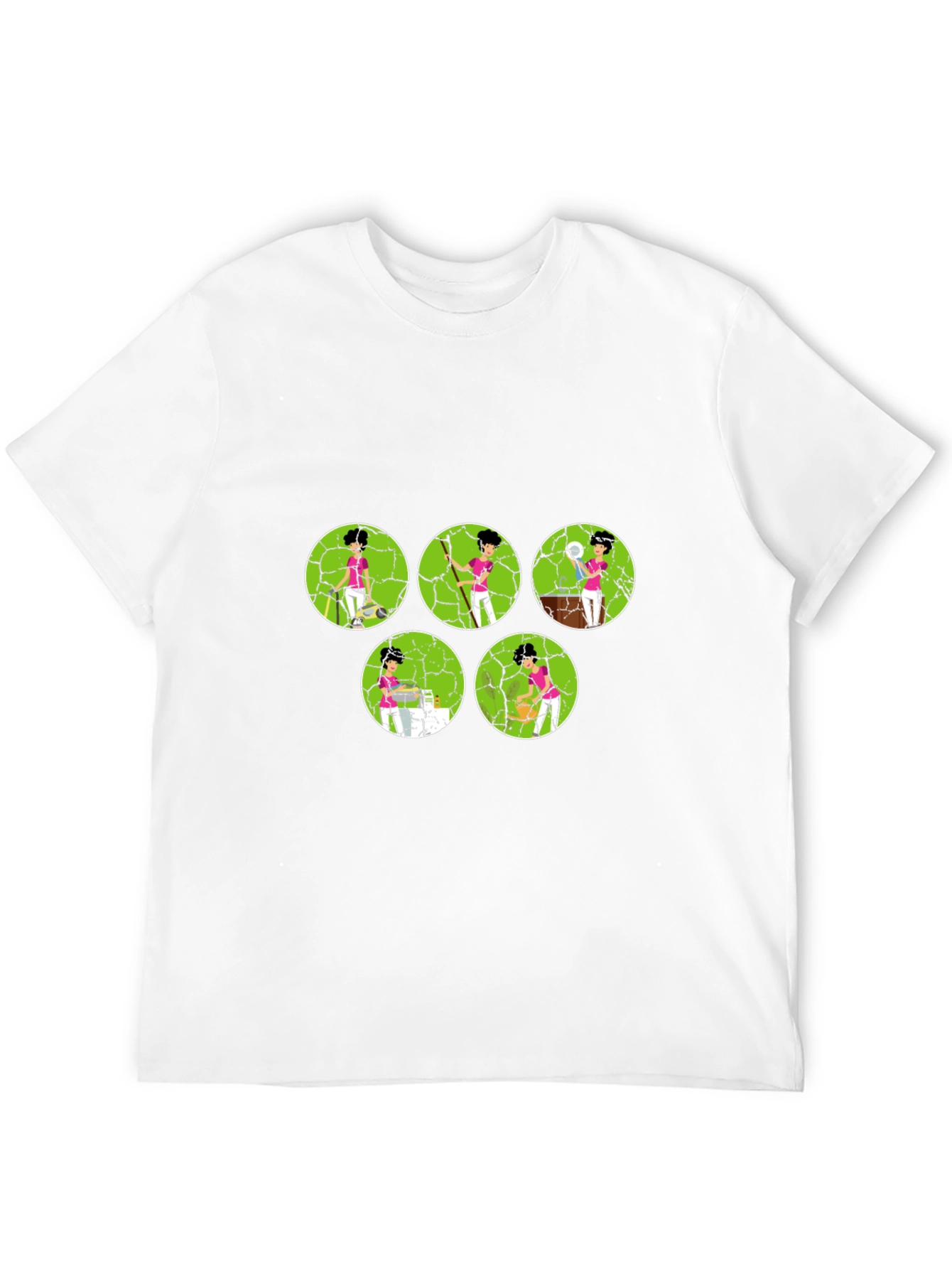 Cartoon Tennis Player Black Graphic Tee