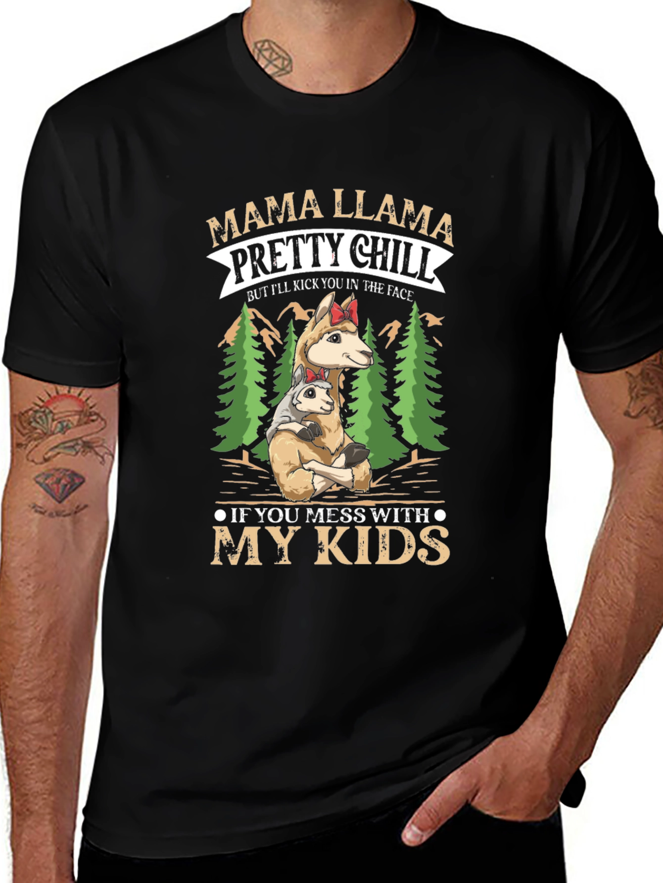 Mama Llama Graphic T-Shirt - Protective Mother Design