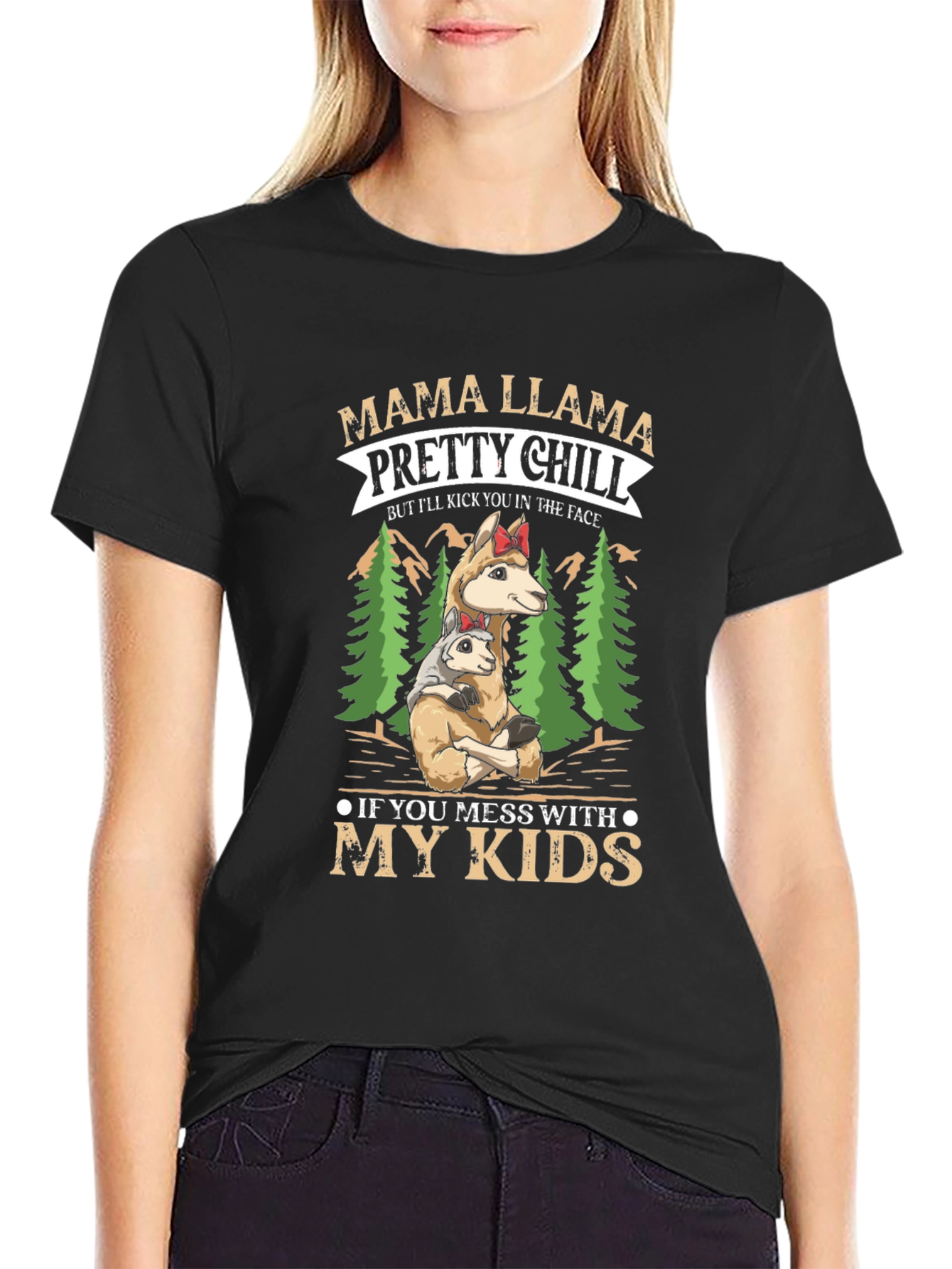 Mama Llama Graphic T-Shirt - Protective Mother Design
