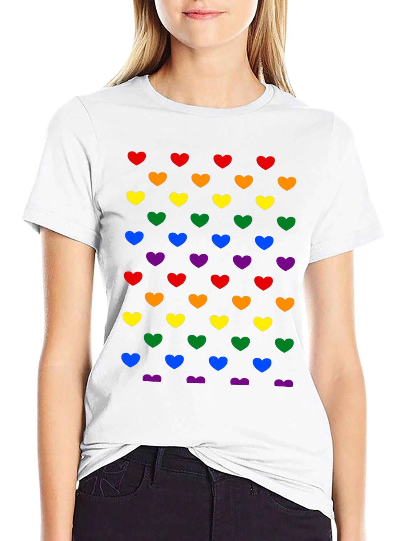 Rainbow Hearts Graphic Tee - Pride Shirt