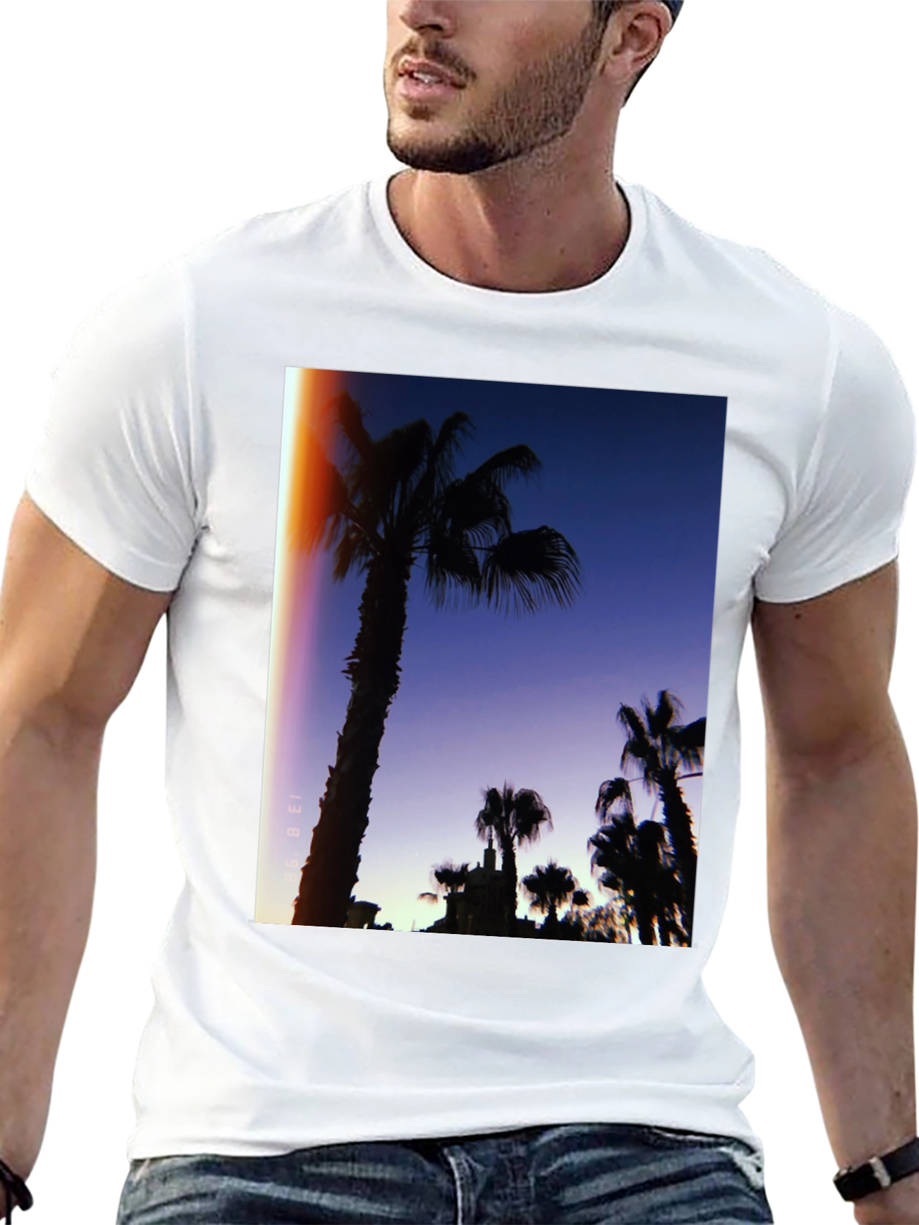 Palm Tree Silhouette Graphic Tee - Retro Sunset Vibes