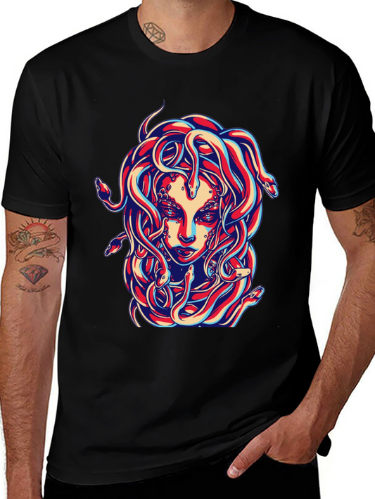 Medusa Graphic Print Black T-Shirt