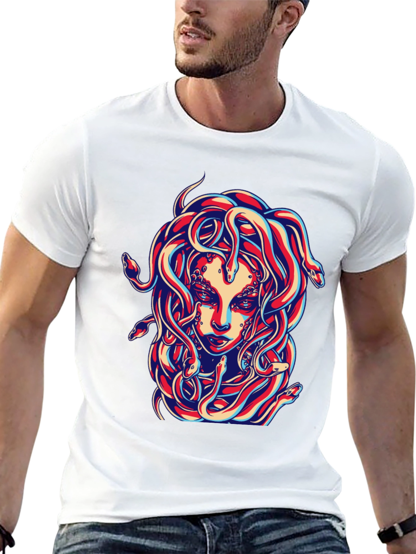 Medusa Graphic Print Black T-Shirt
