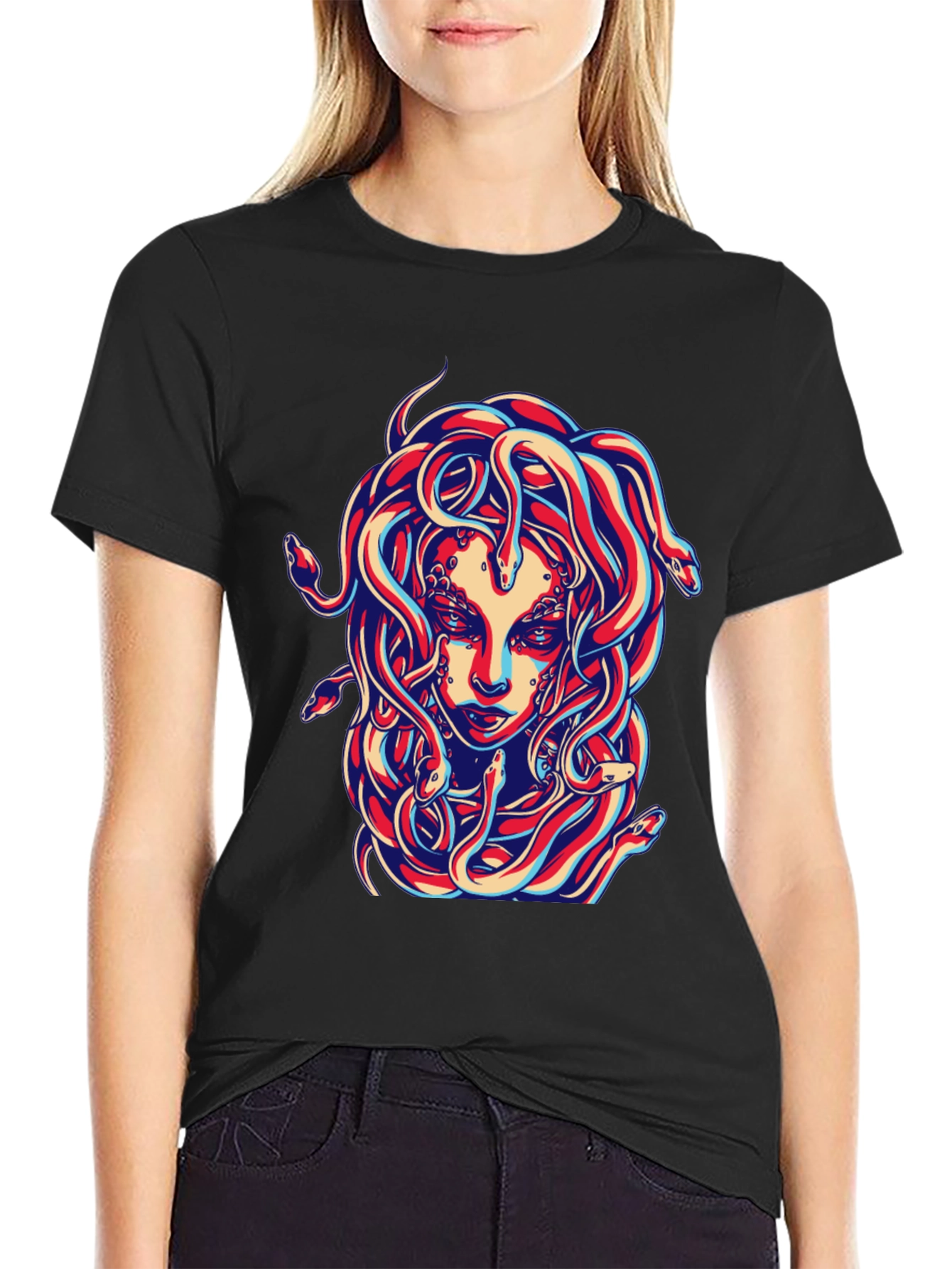 Medusa Graphic Print Black T-Shirt