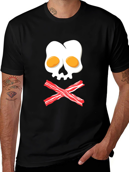 Breakfast Skull T-Shirt - Egg and Bacon Pirate Tee