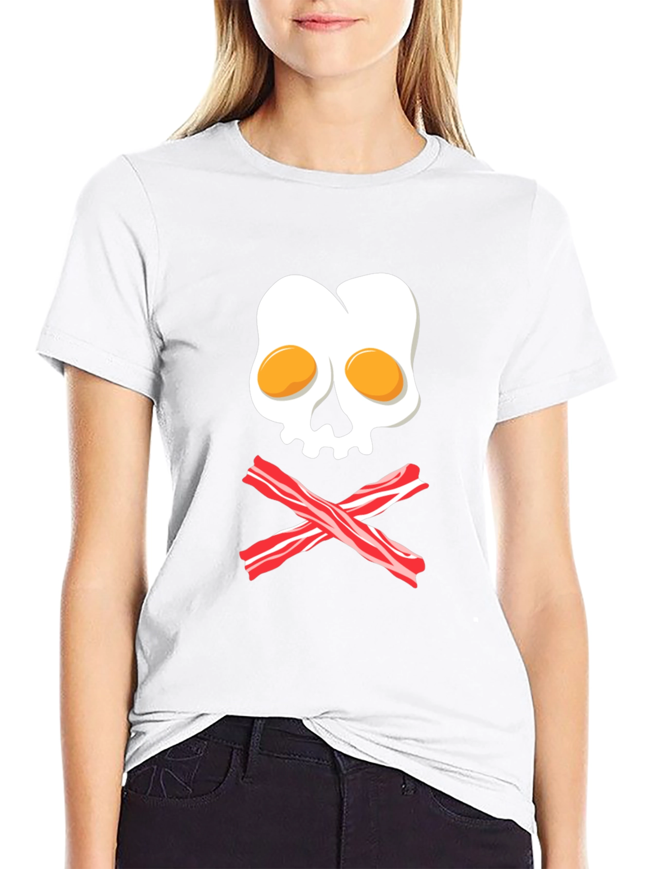 Breakfast Skull T-Shirt - Egg and Bacon Pirate Tee