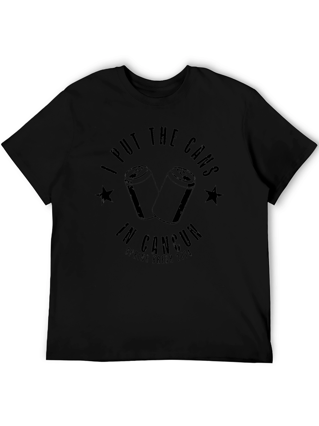 I Put the Cans in Cancun Black Graphic T-Shirt