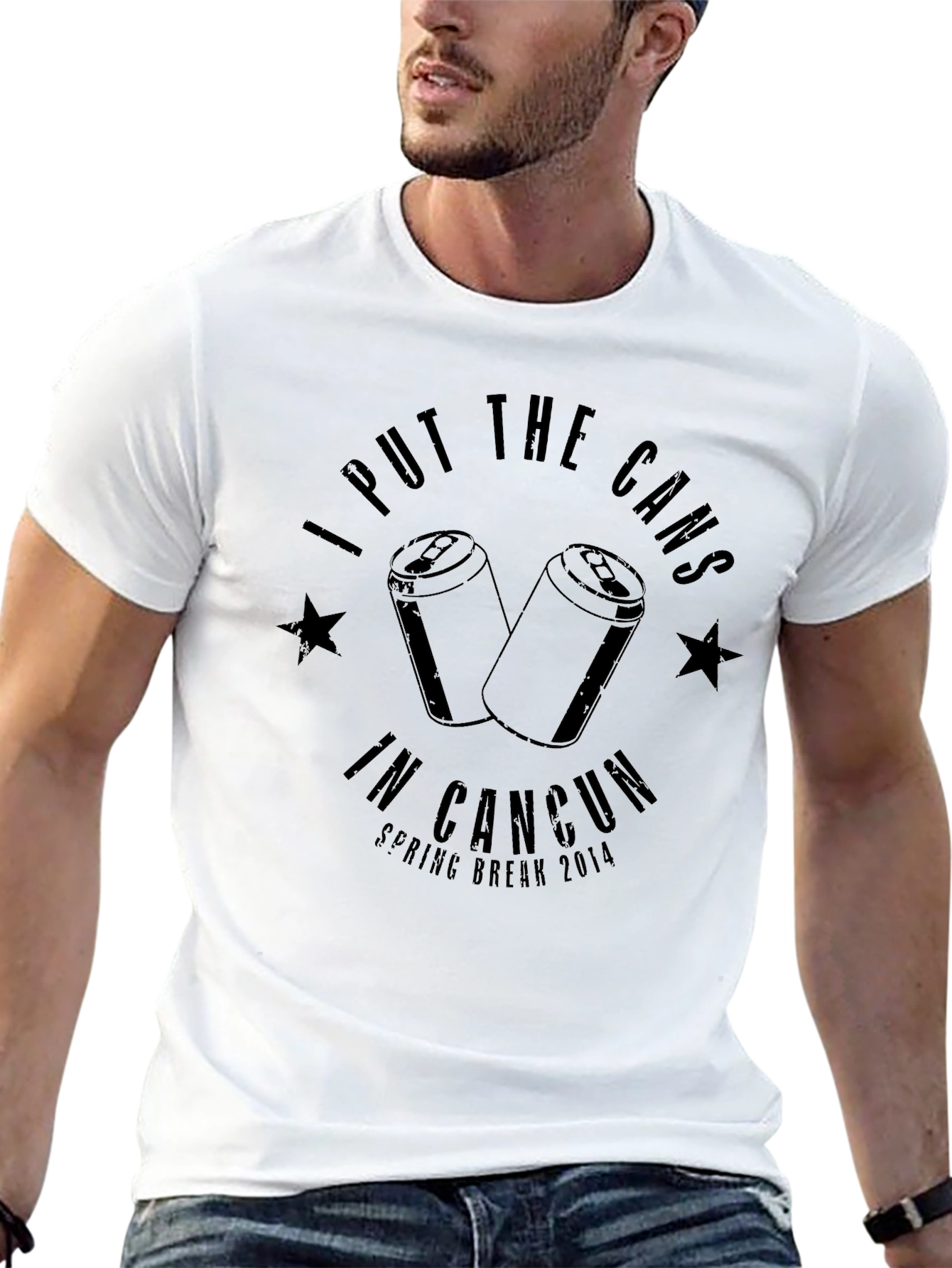 I Put the Cans in Cancun Black Graphic T-Shirt