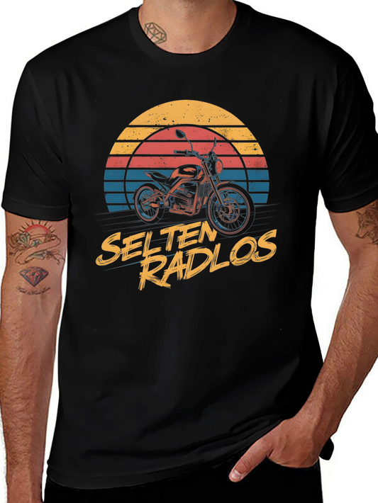 Retro Motorcycle Graphic Tee - Selten Radlos Black T-Shirt