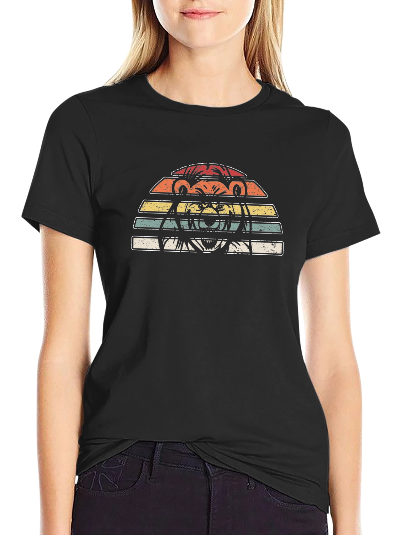 Retro Sunset Bear Graphic T-Shirt