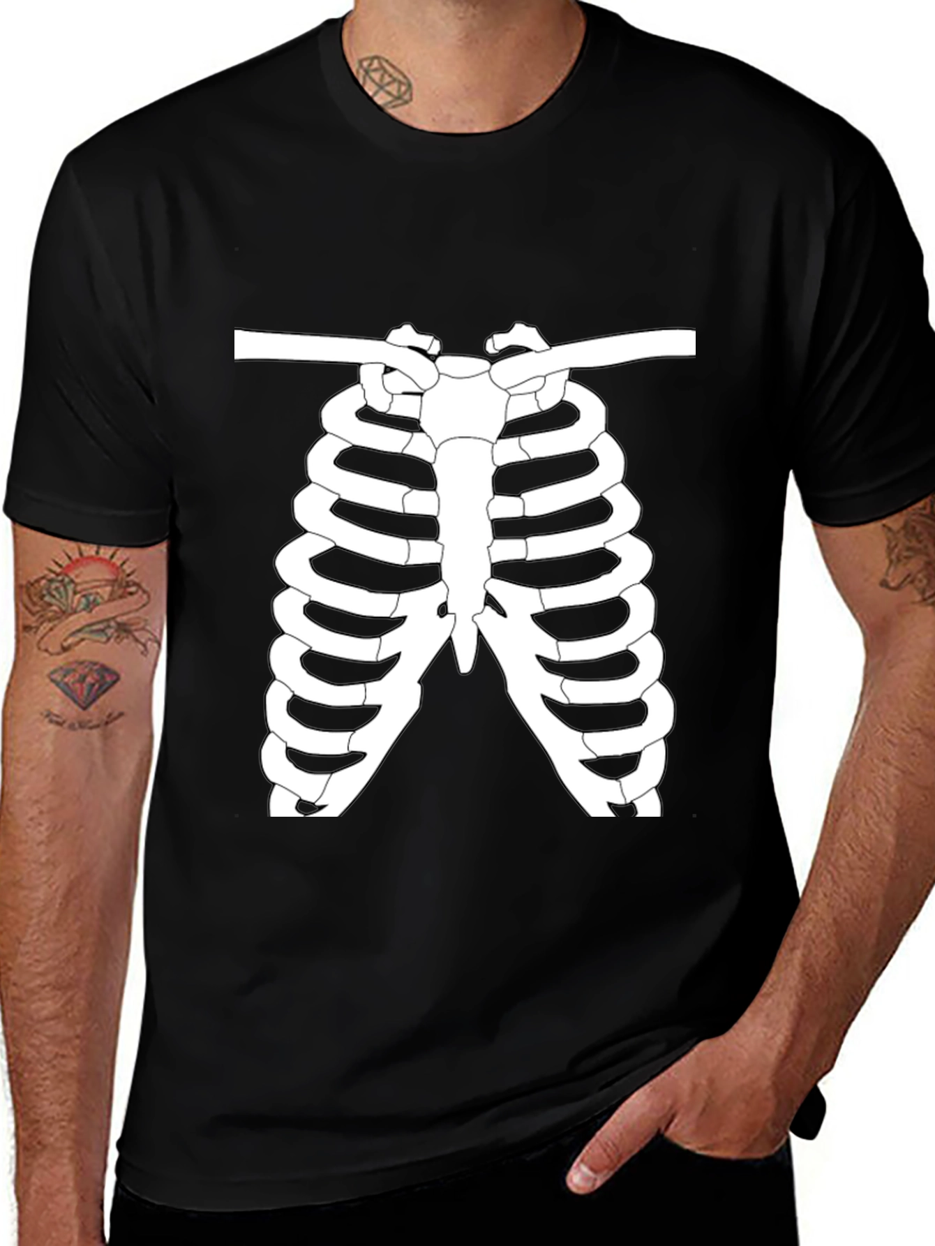 Skeleton Rib Cage Graphic T-Shirt