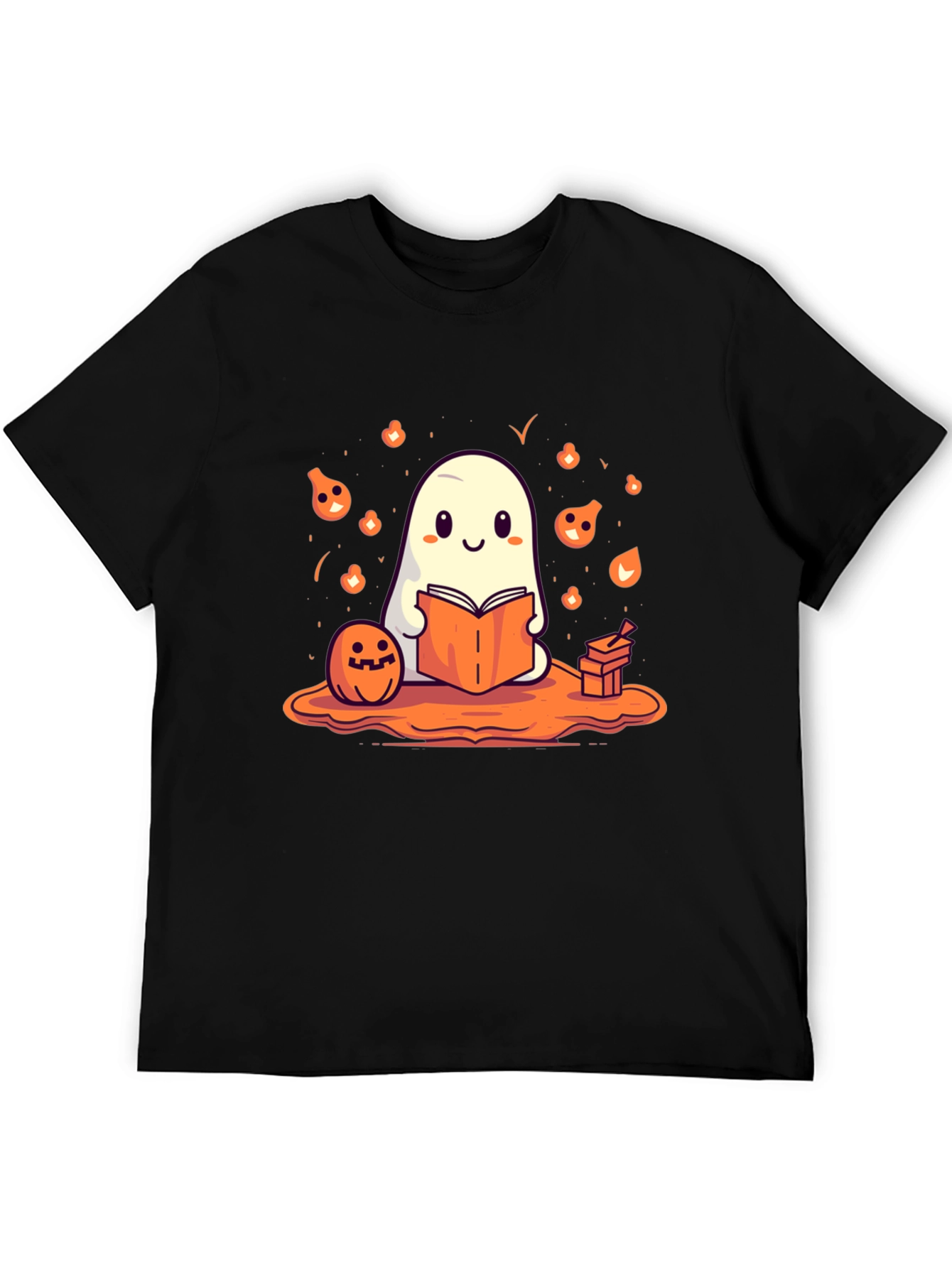 Cute Ghost Reading Book Halloween T-Shirt