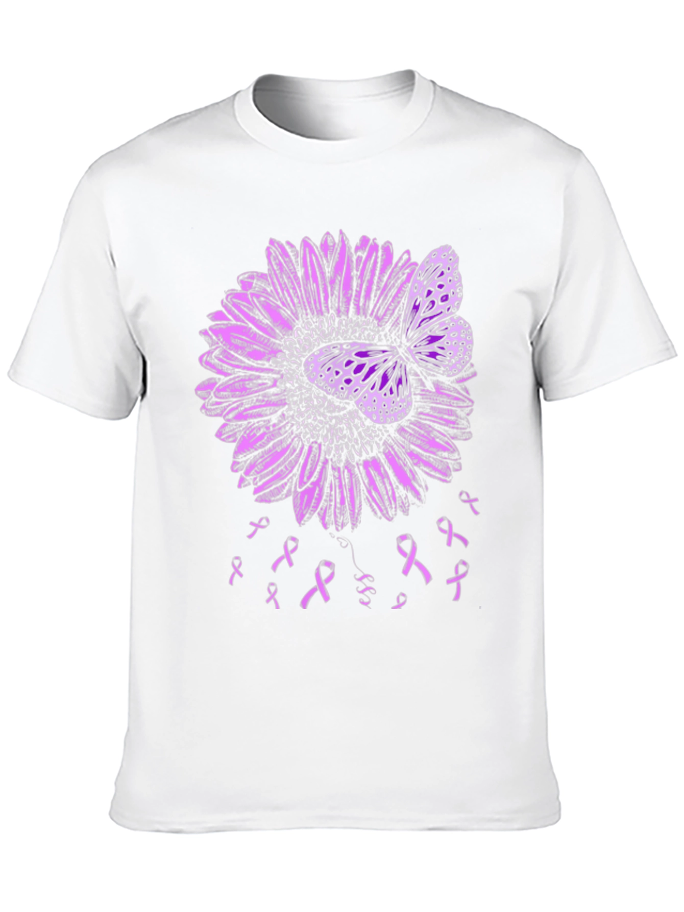 Purple Butterfly and Ribbon Awareness T-Shirt