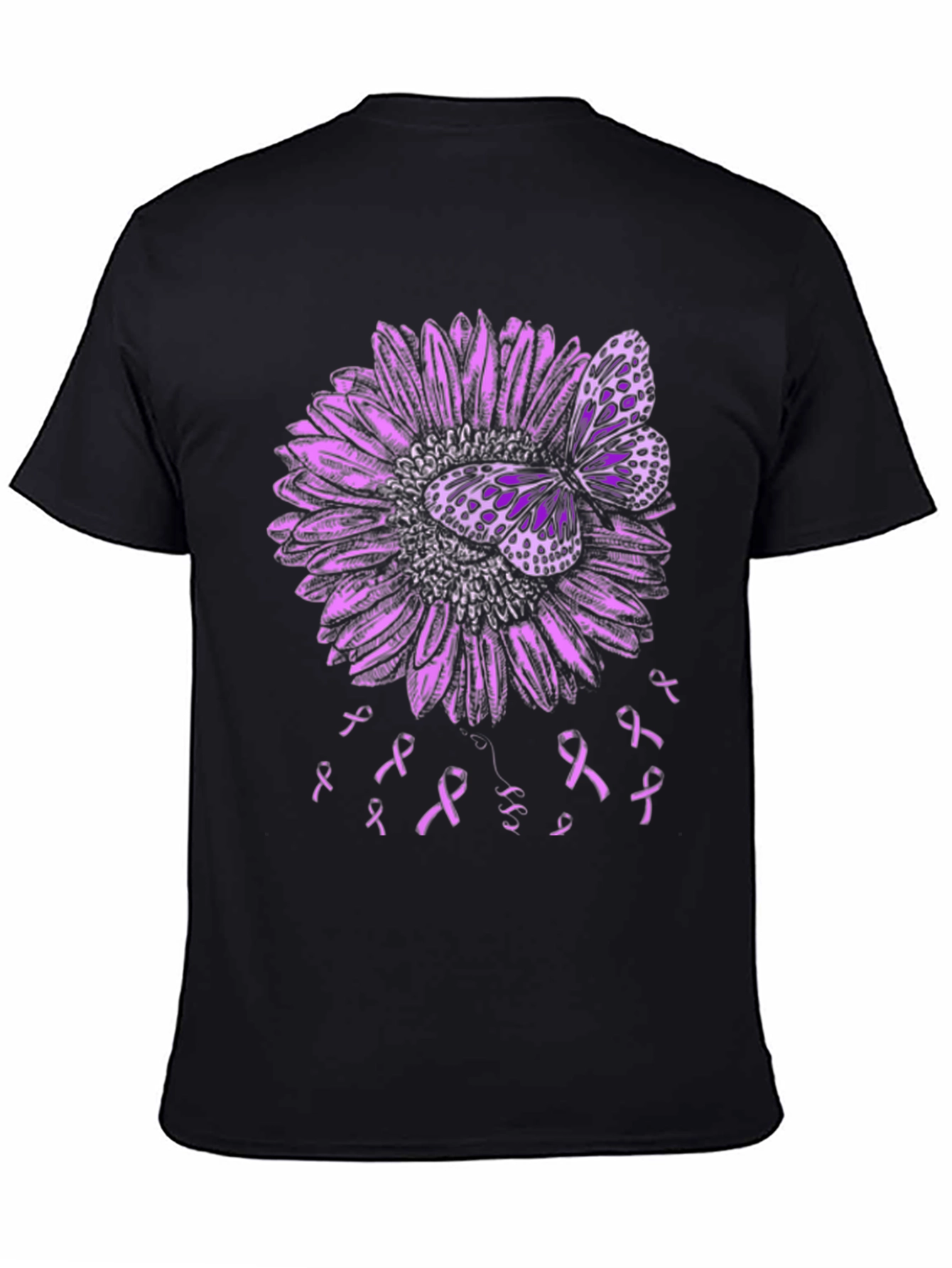 Purple Butterfly and Ribbon Awareness T-Shirt