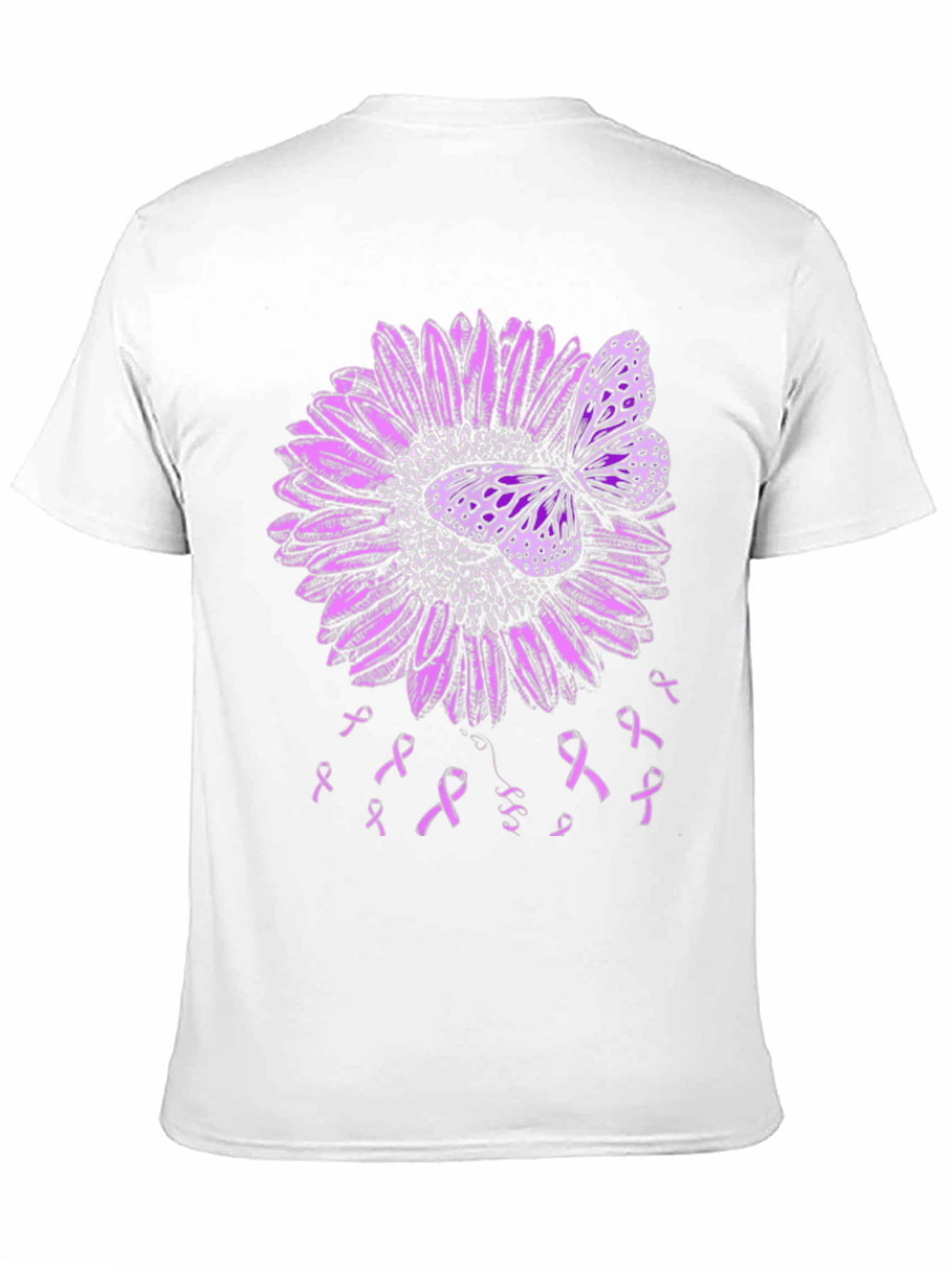 Purple Butterfly and Ribbon Awareness T-Shirt