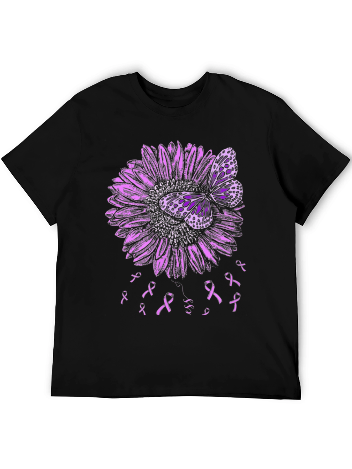 Purple Butterfly and Ribbon Awareness T-Shirt