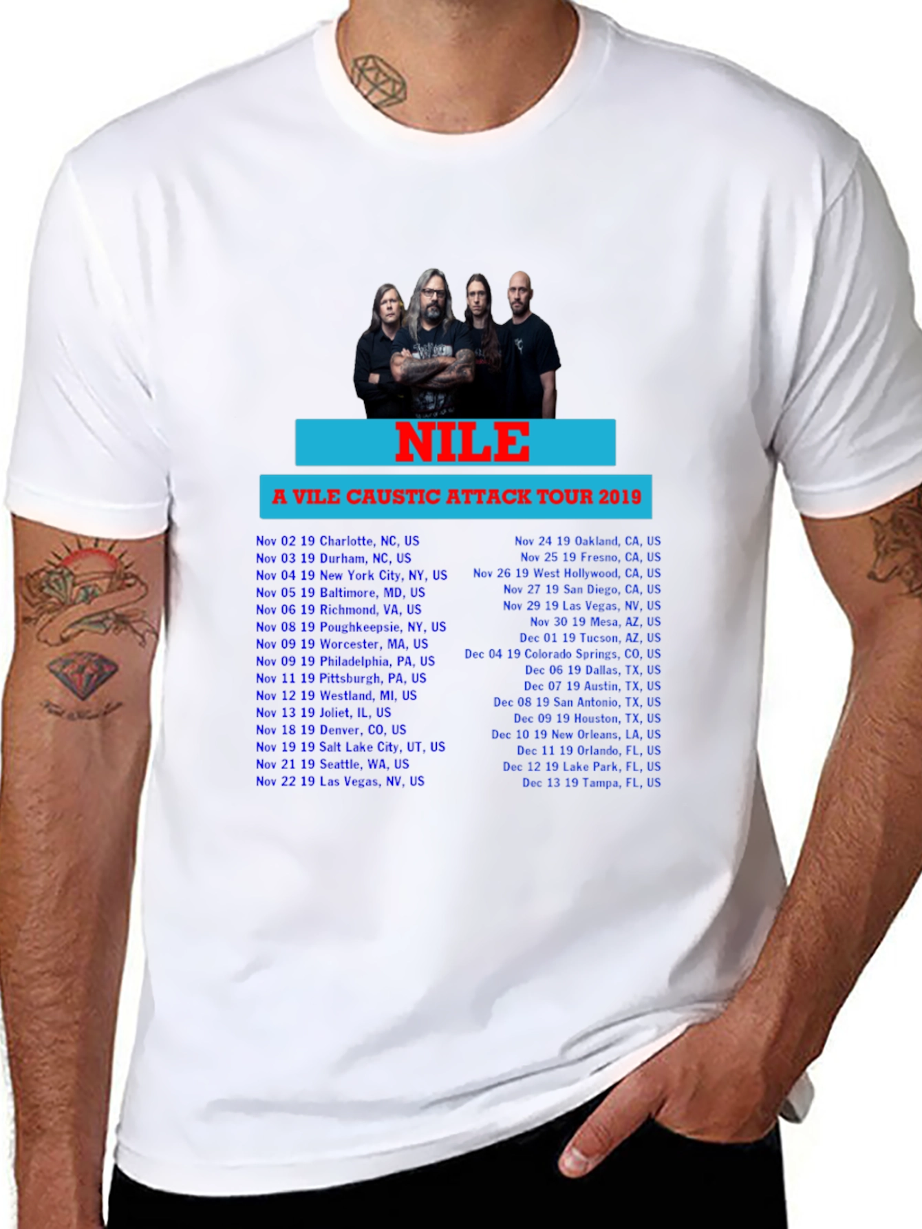 Nile A Vile Caustic Attack Tour 2019 Black T-Shirt