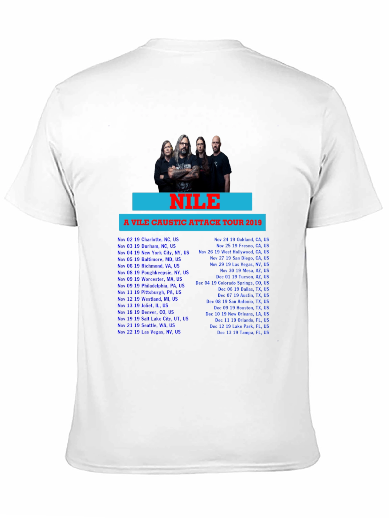 Nile A Vile Caustic Attack Tour 2019 Black T-Shirt