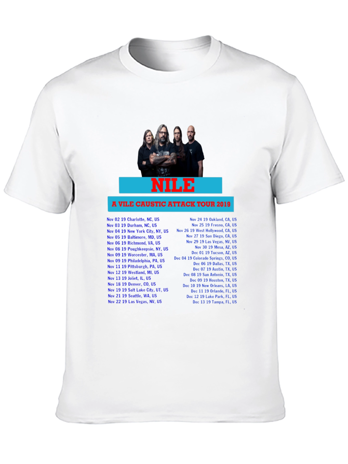 Nile A Vile Caustic Attack Tour 2019 Black T-Shirt