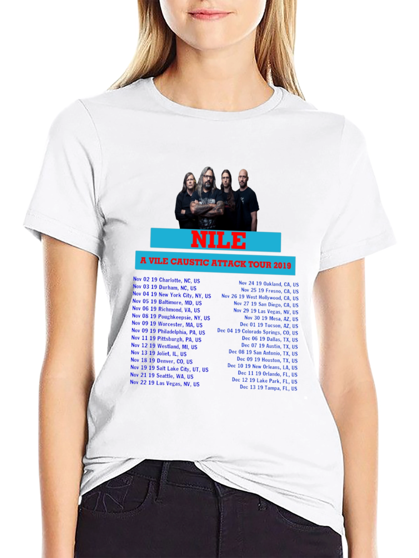 Nile A Vile Caustic Attack Tour 2019 Black T-Shirt
