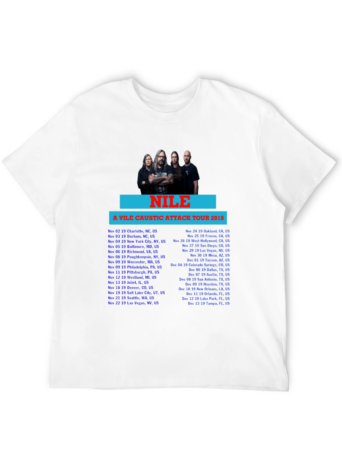 Nile A Vile Caustic Attack Tour 2019 Black T-Shirt