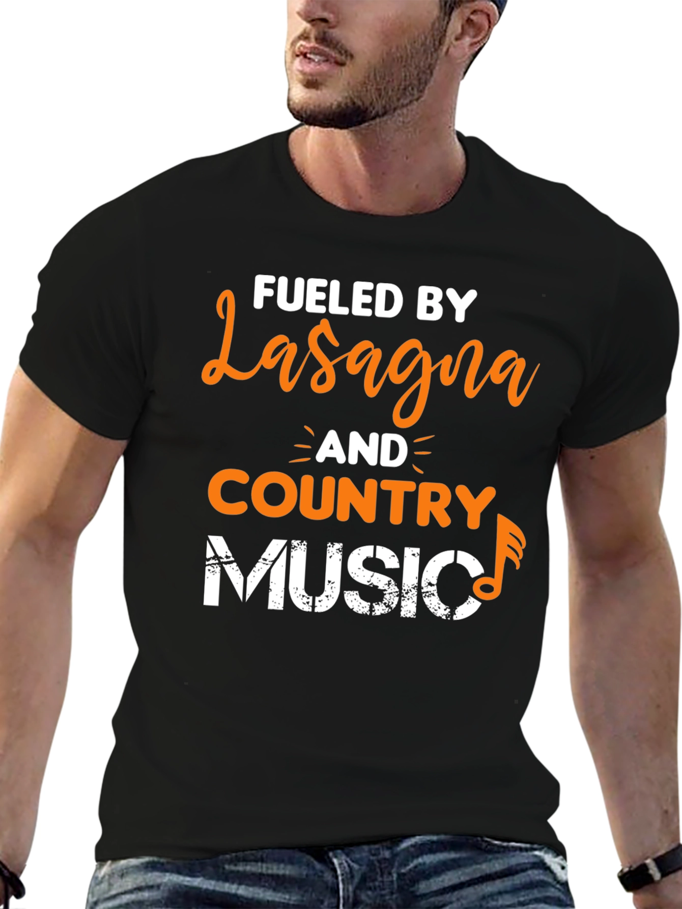 Fueled By Lasagna and Country Music Graphic T-Shirt