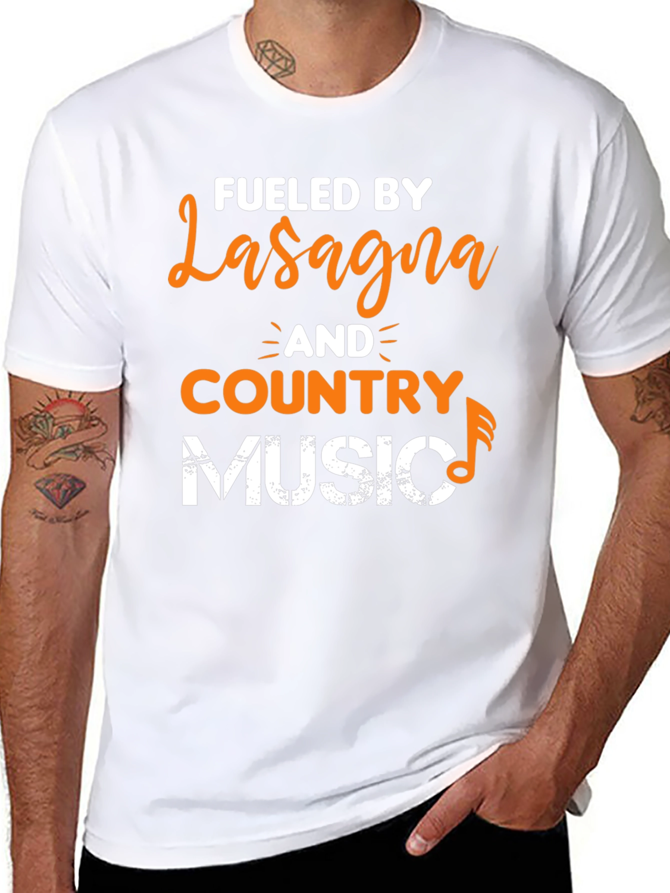 Fueled By Lasagna and Country Music Graphic T-Shirt