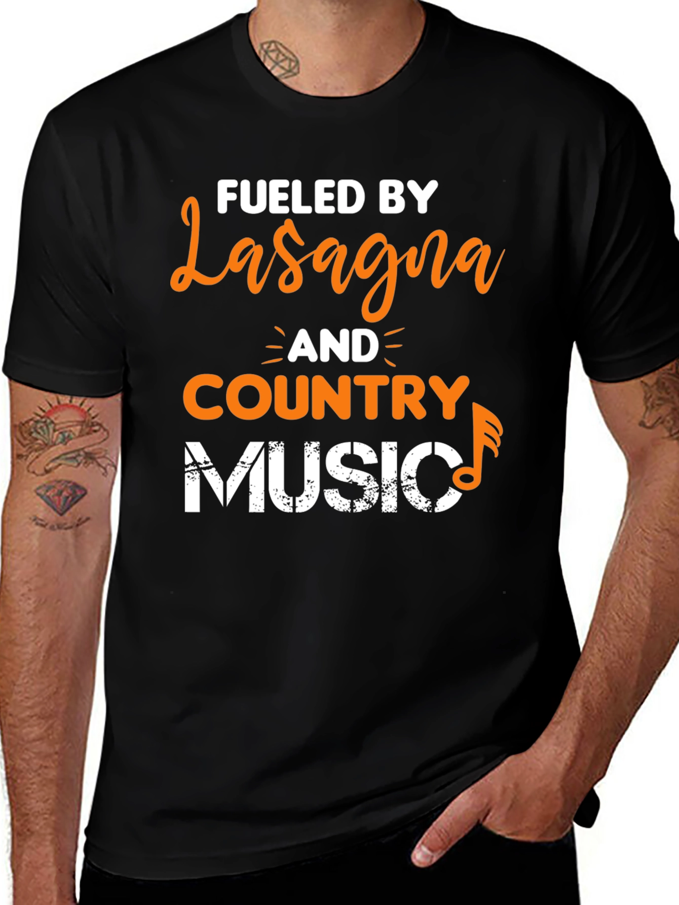 Fueled By Lasagna and Country Music Graphic T-Shirt