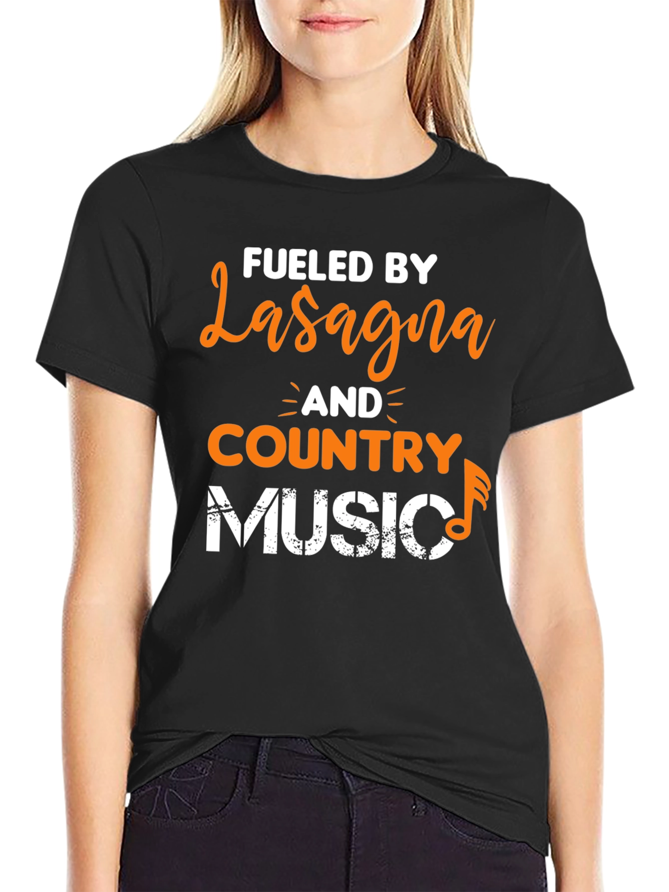 Fueled By Lasagna and Country Music Graphic T-Shirt