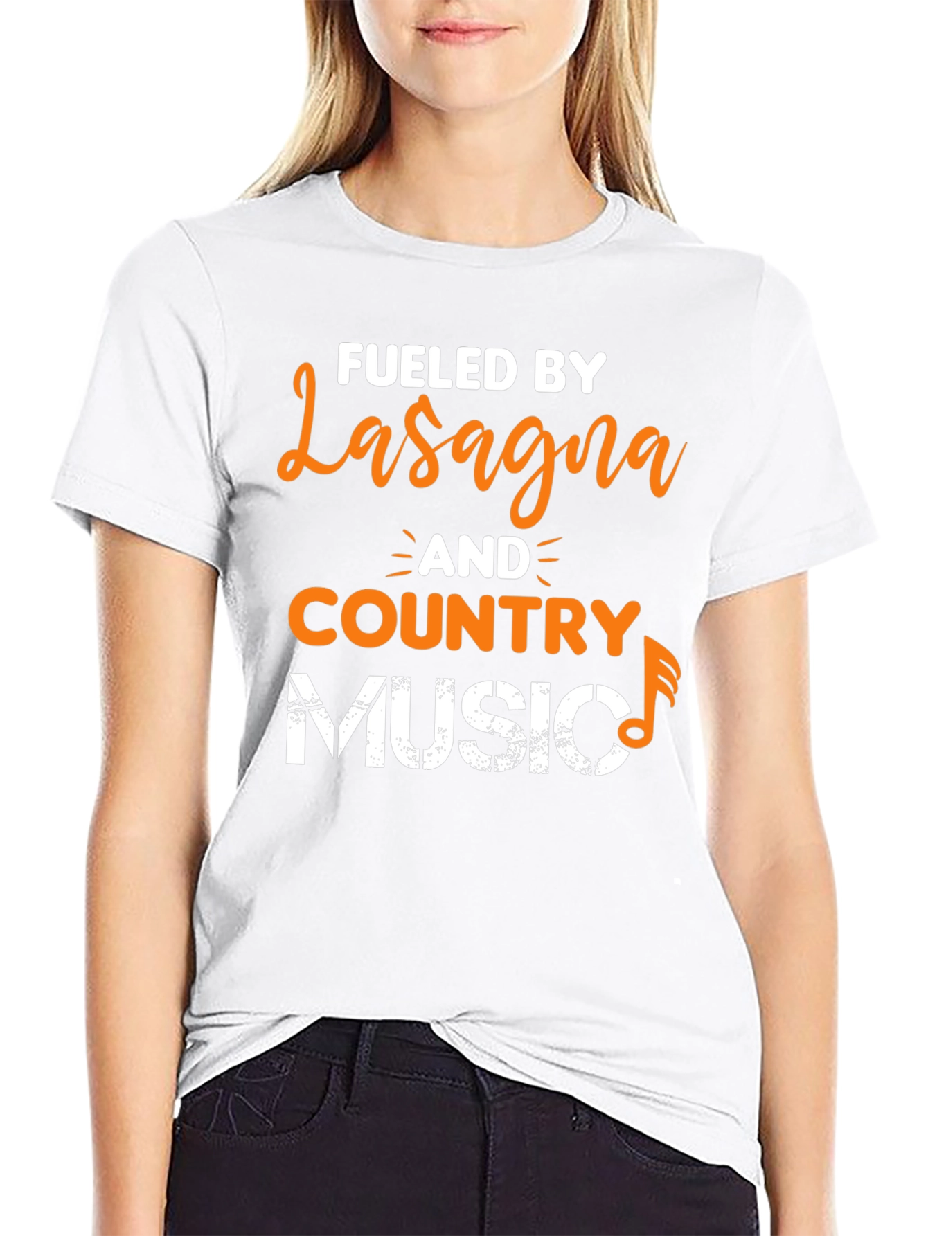 Fueled By Lasagna and Country Music Graphic T-Shirt
