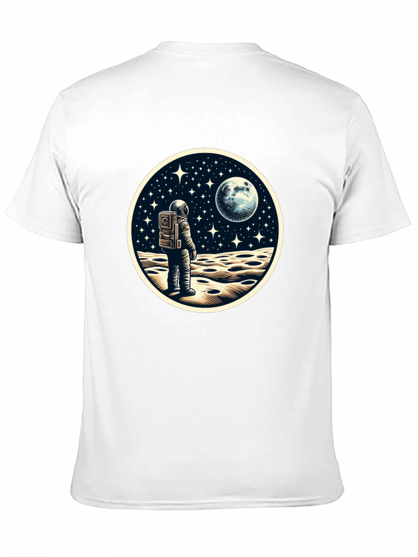 Astronaut Moonscape Graphic Tee - Black Cotton Blend