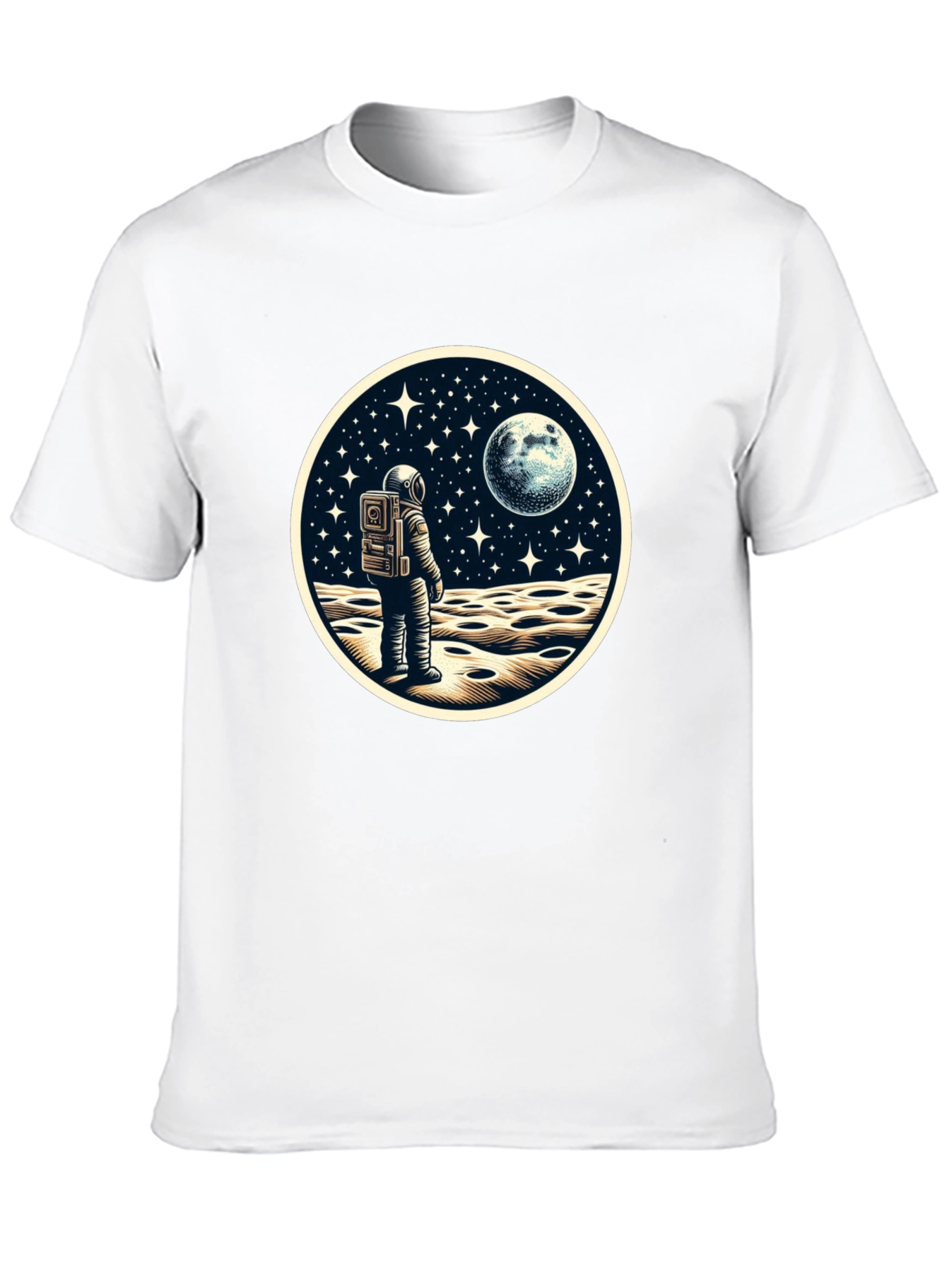 Astronaut Moonscape Graphic Tee - Black Cotton Blend