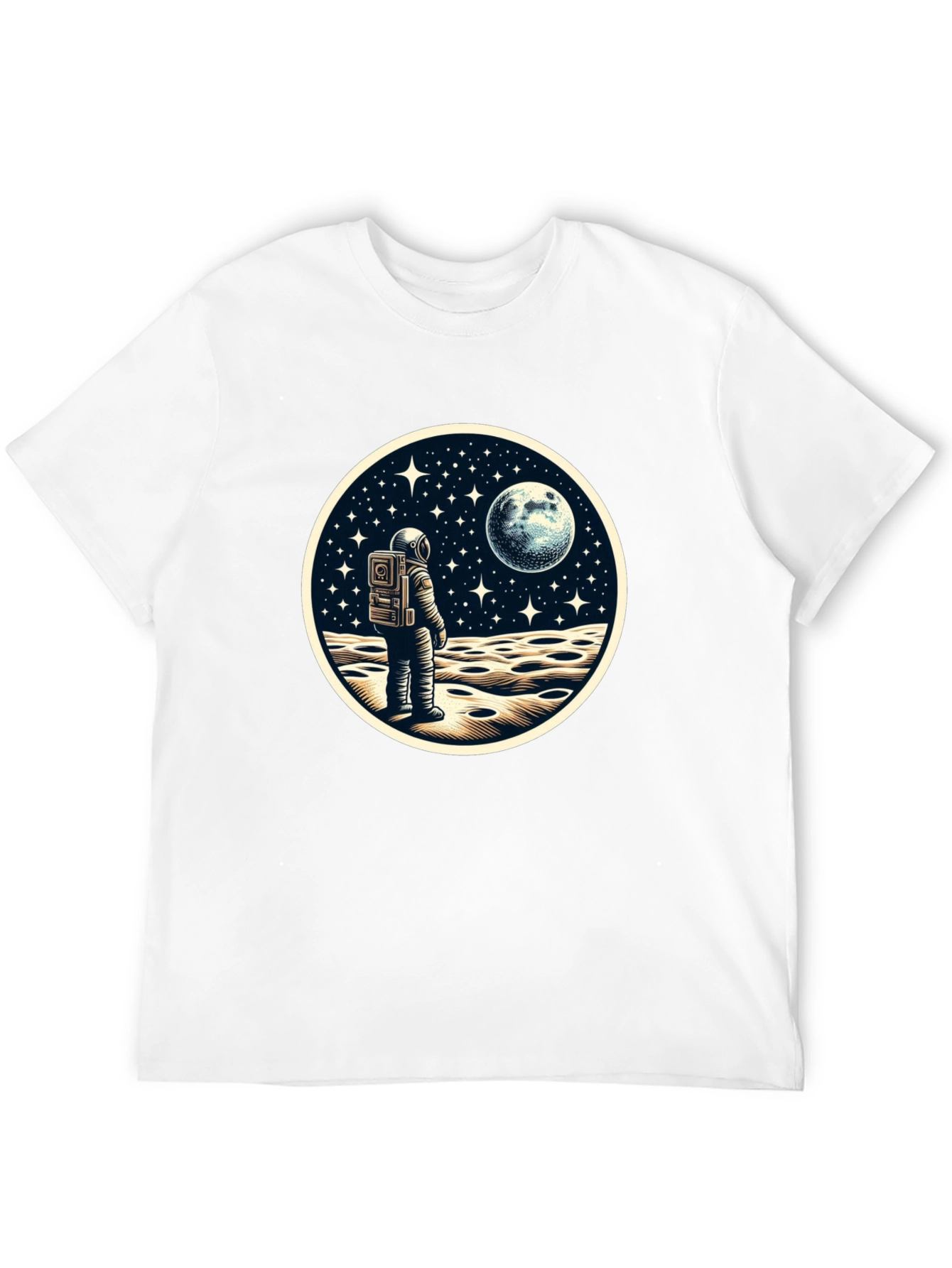 Astronaut Moonscape Graphic Tee - Black Cotton Blend
