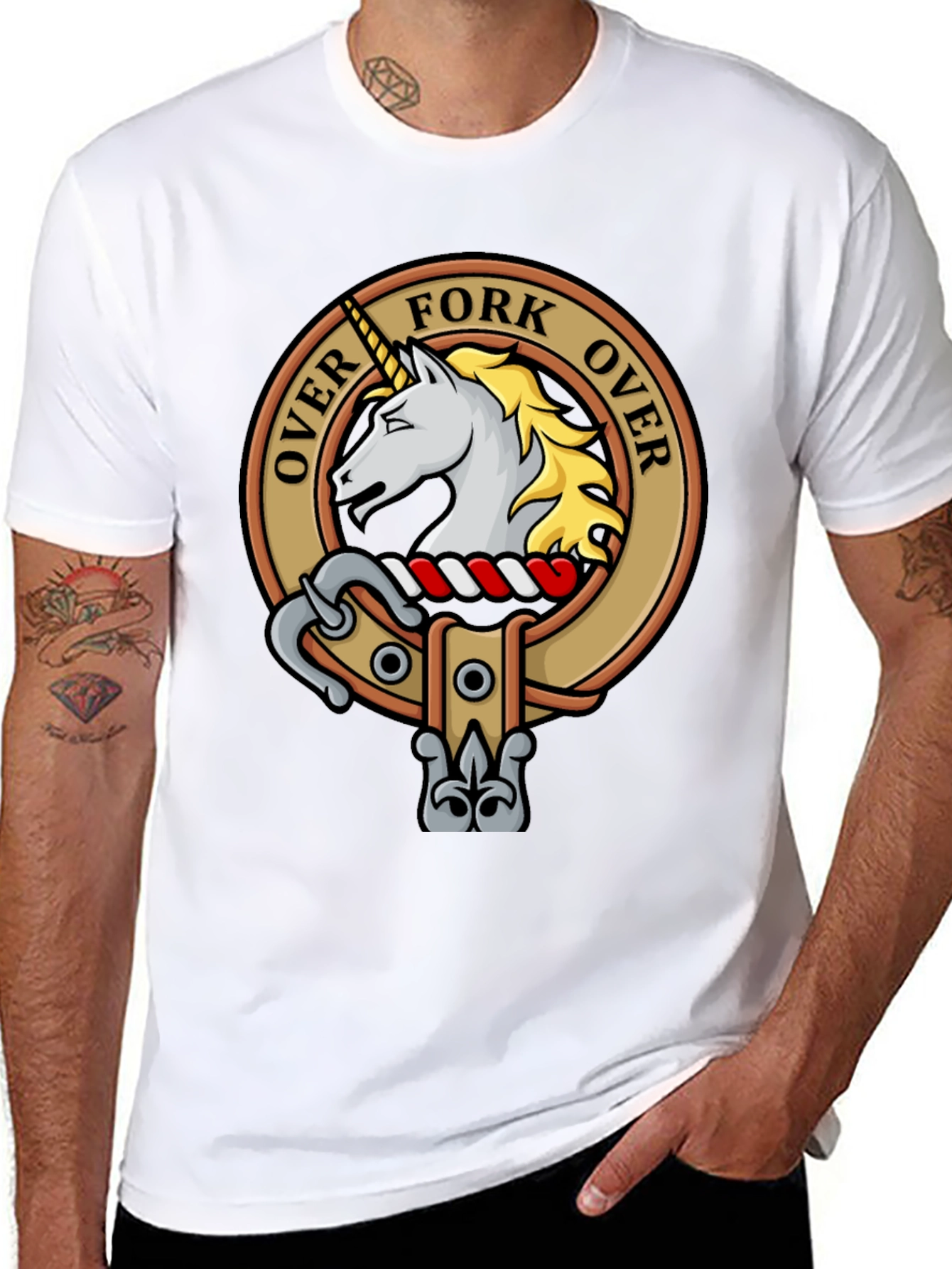 Over Fork Over T-Shirt Scottish Clan Crest