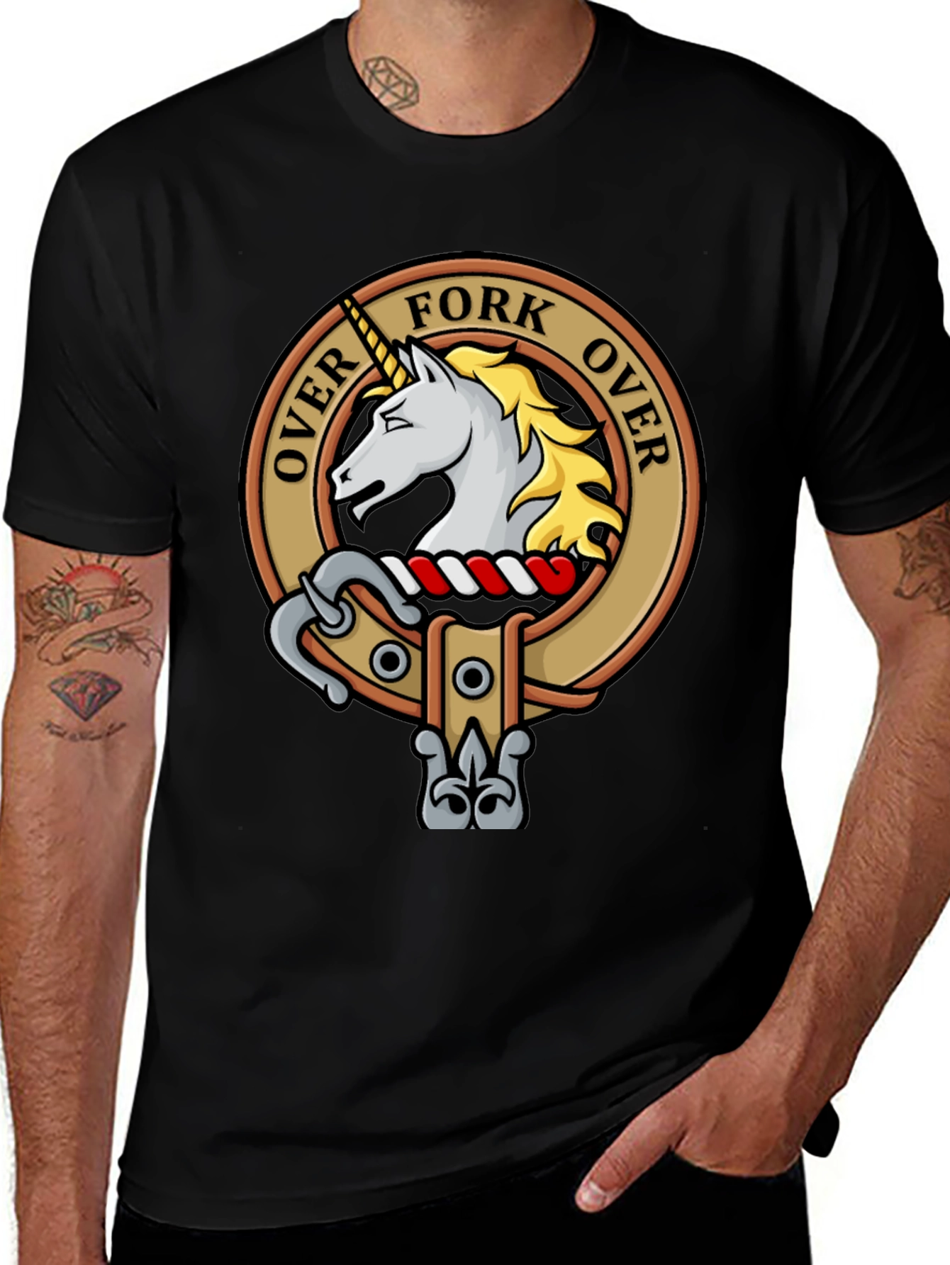 Over Fork Over T-Shirt Scottish Clan Crest