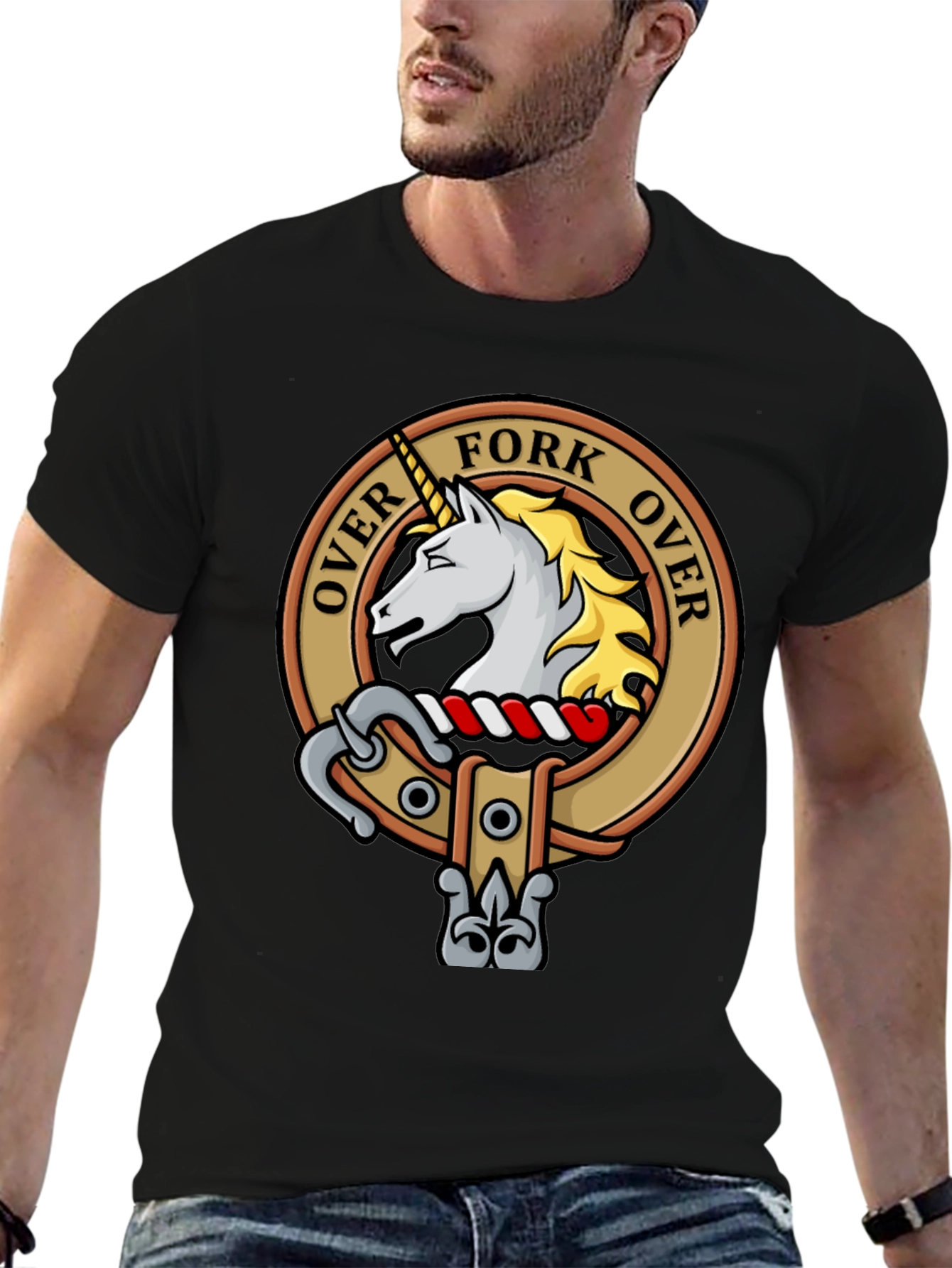 Over Fork Over T-Shirt Scottish Clan Crest