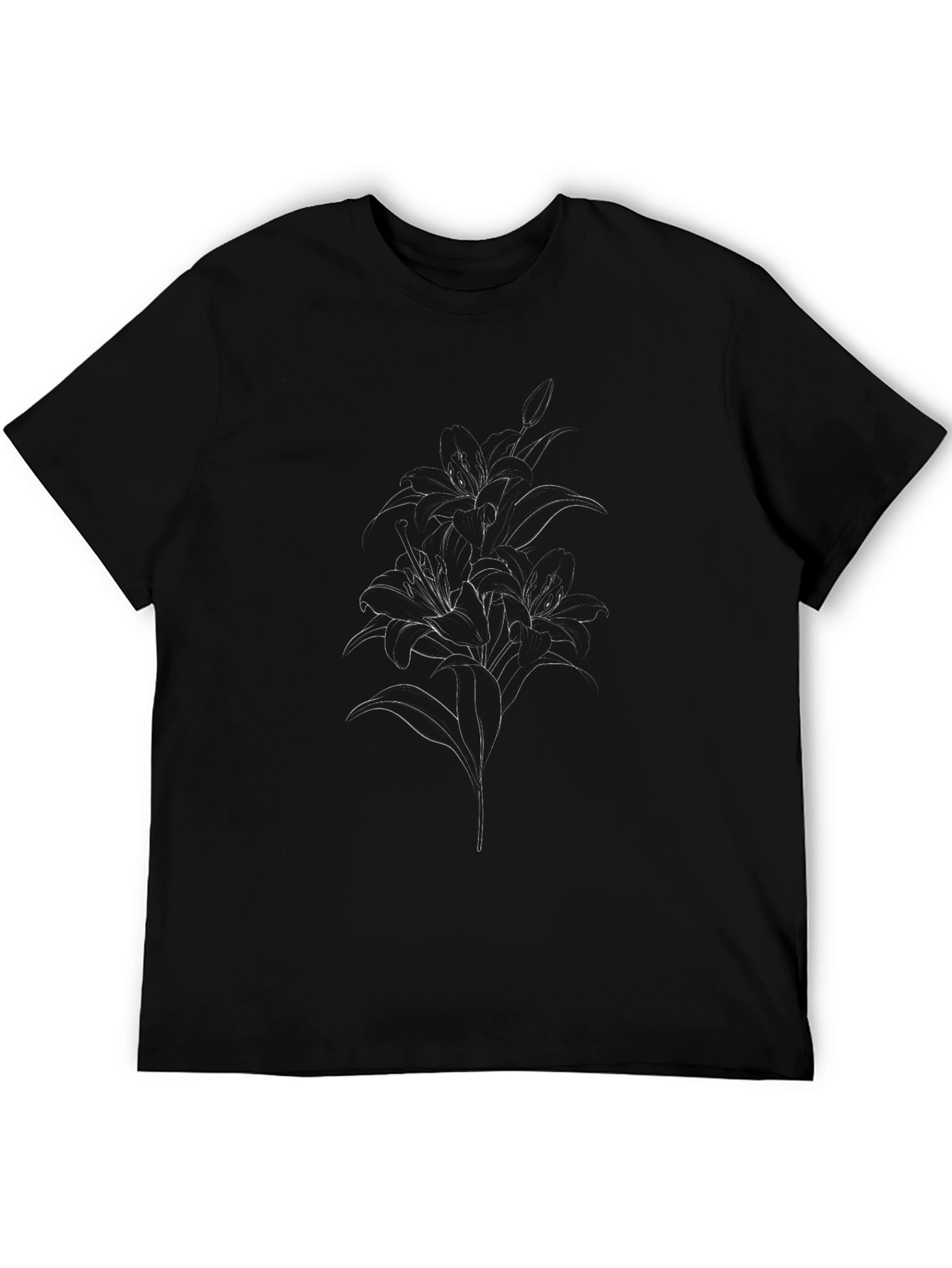 Black Lily Line Art T-Shirt