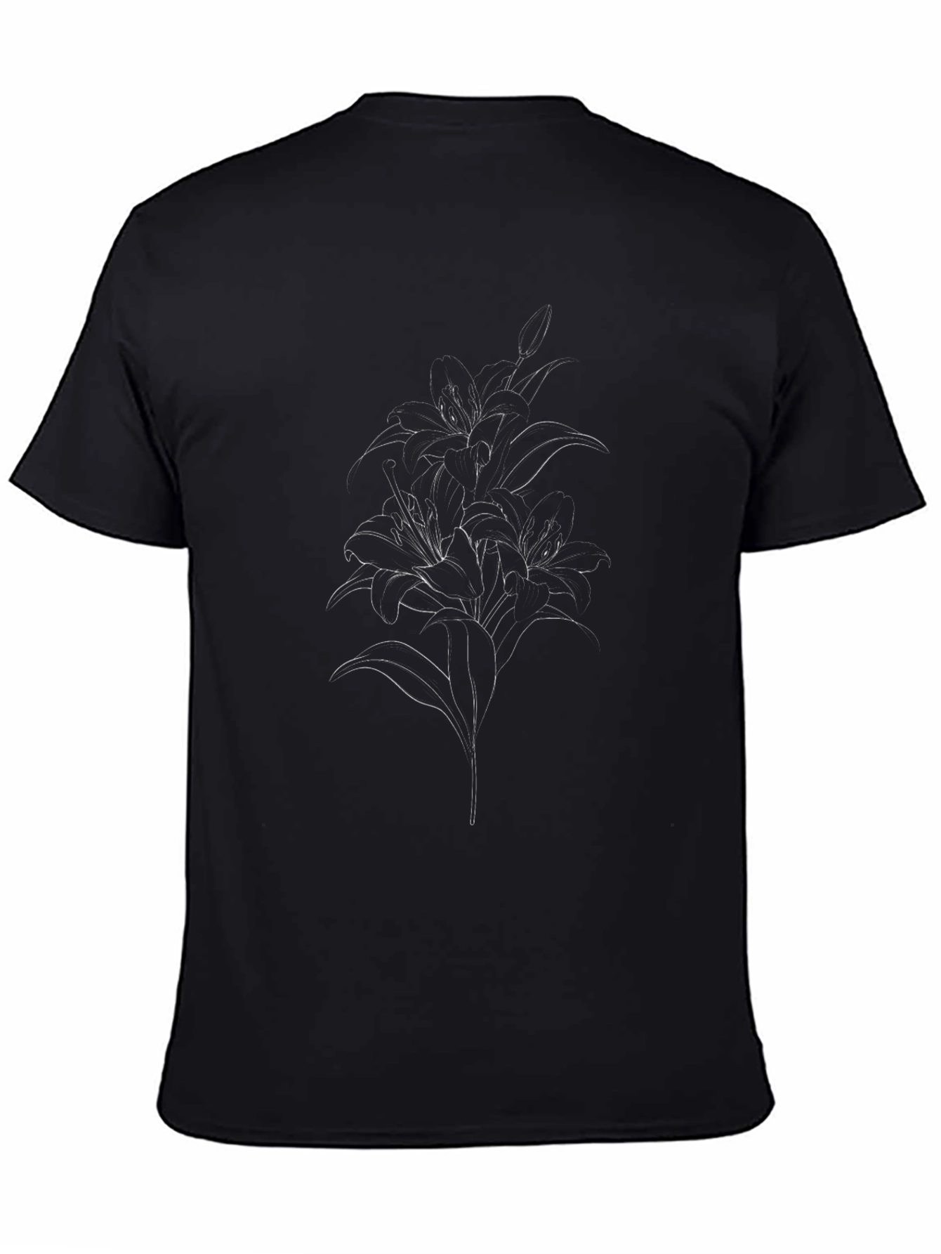 Black Lily Line Art T-Shirt