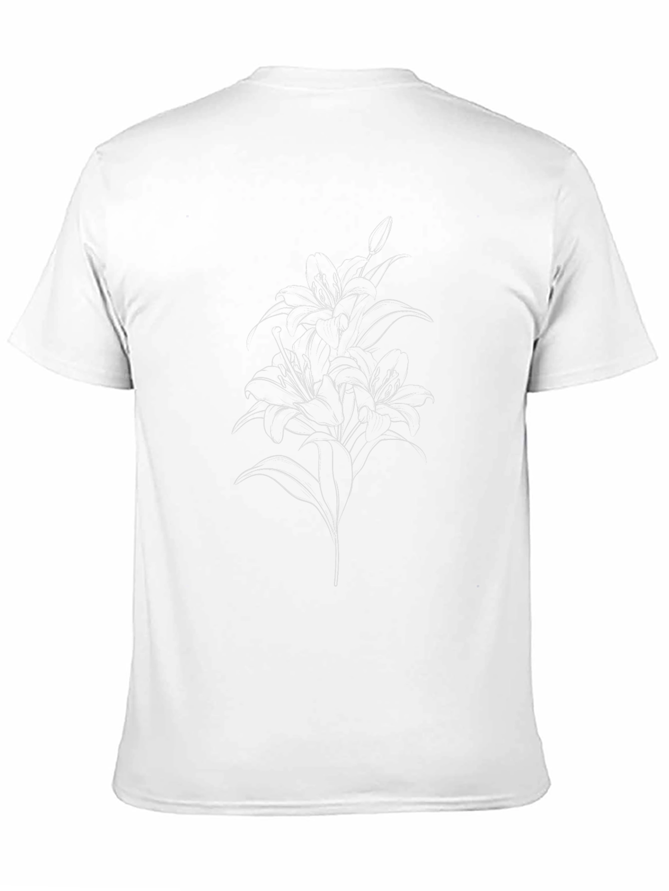 Black Lily Line Art T-Shirt