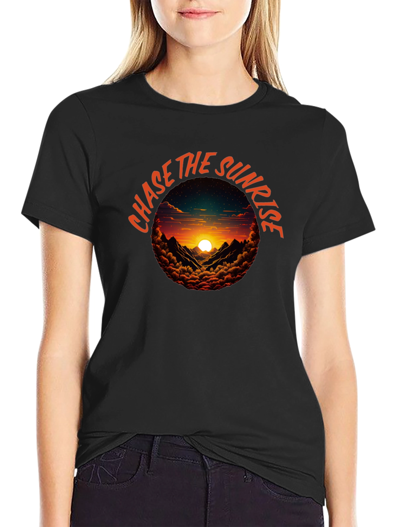 Chase The Sunrise Graphic Tee - Black