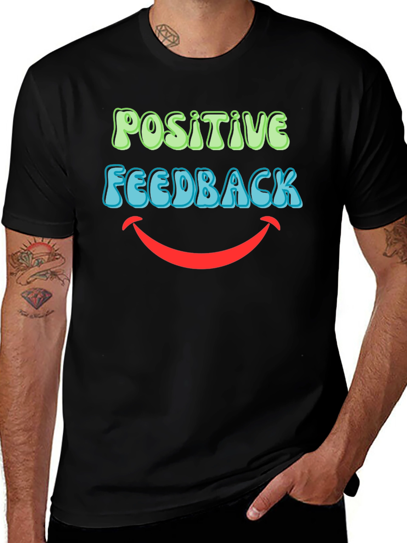 Positive Feedback Graphic T-Shirt - Black