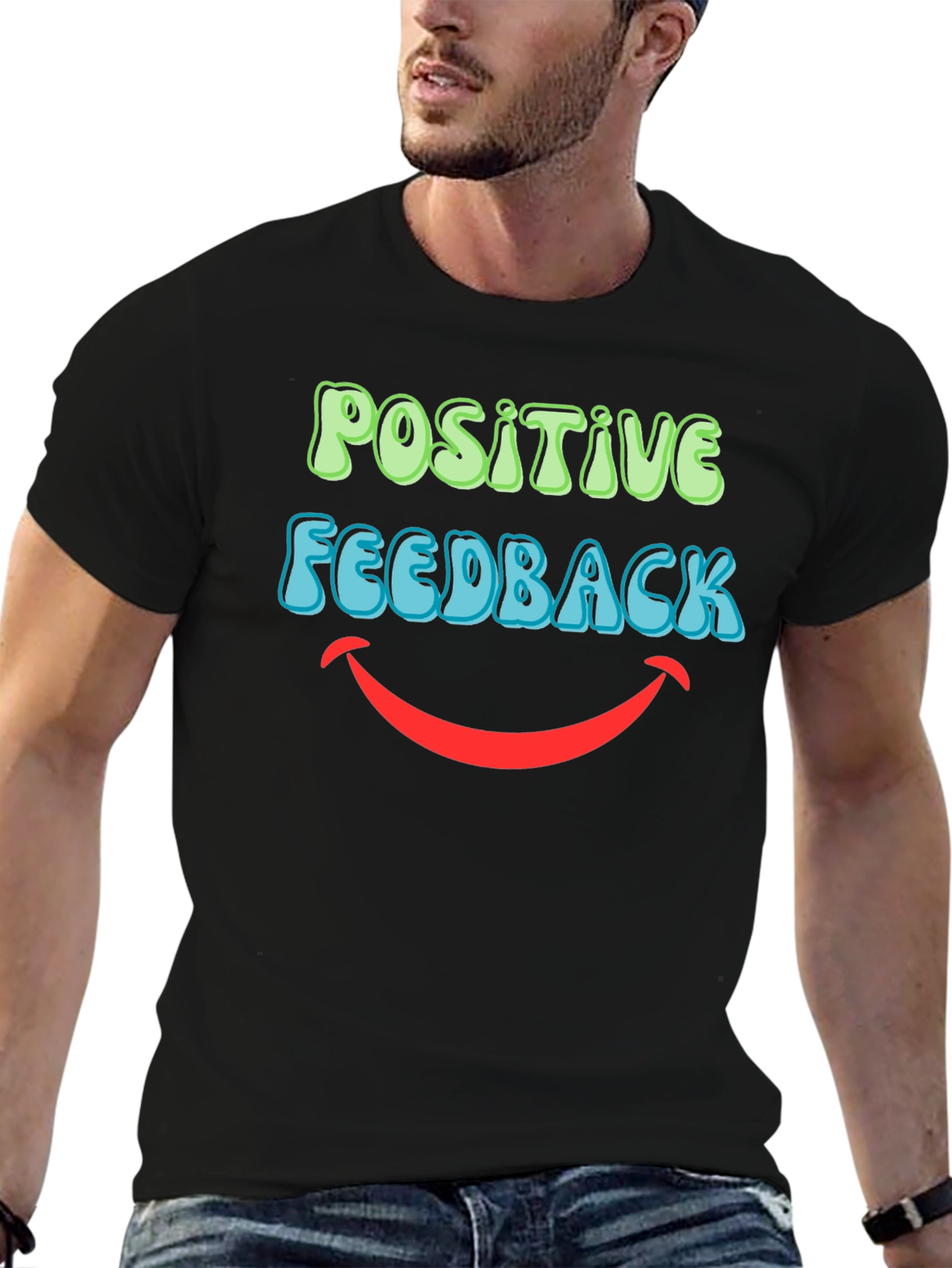 Positive Feedback Graphic T-Shirt - Black