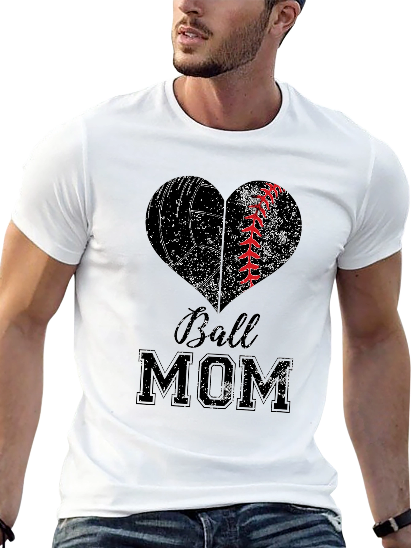 Volleyball Baseball Mom Heart T-Shirt