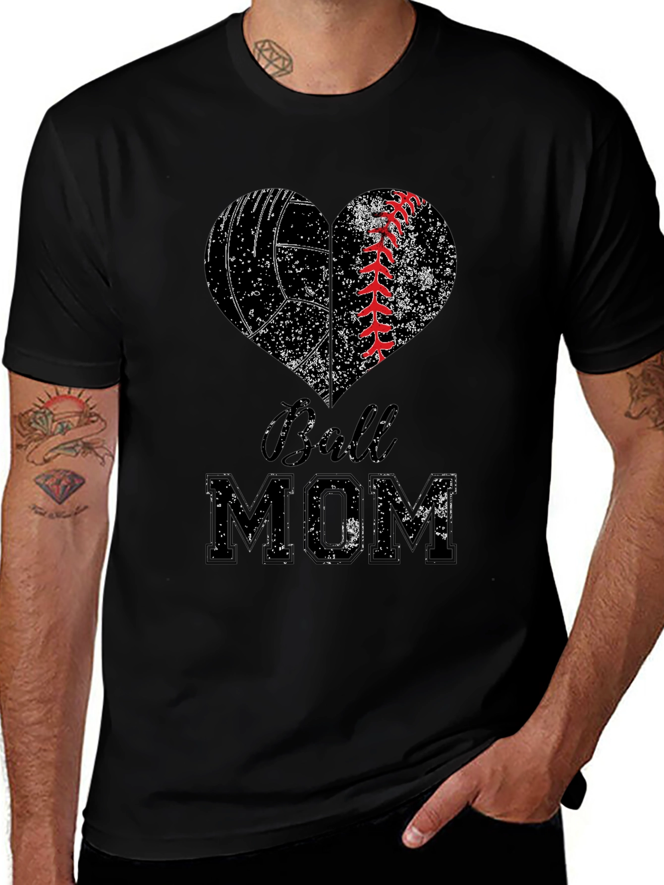 Volleyball Baseball Mom Heart T-Shirt